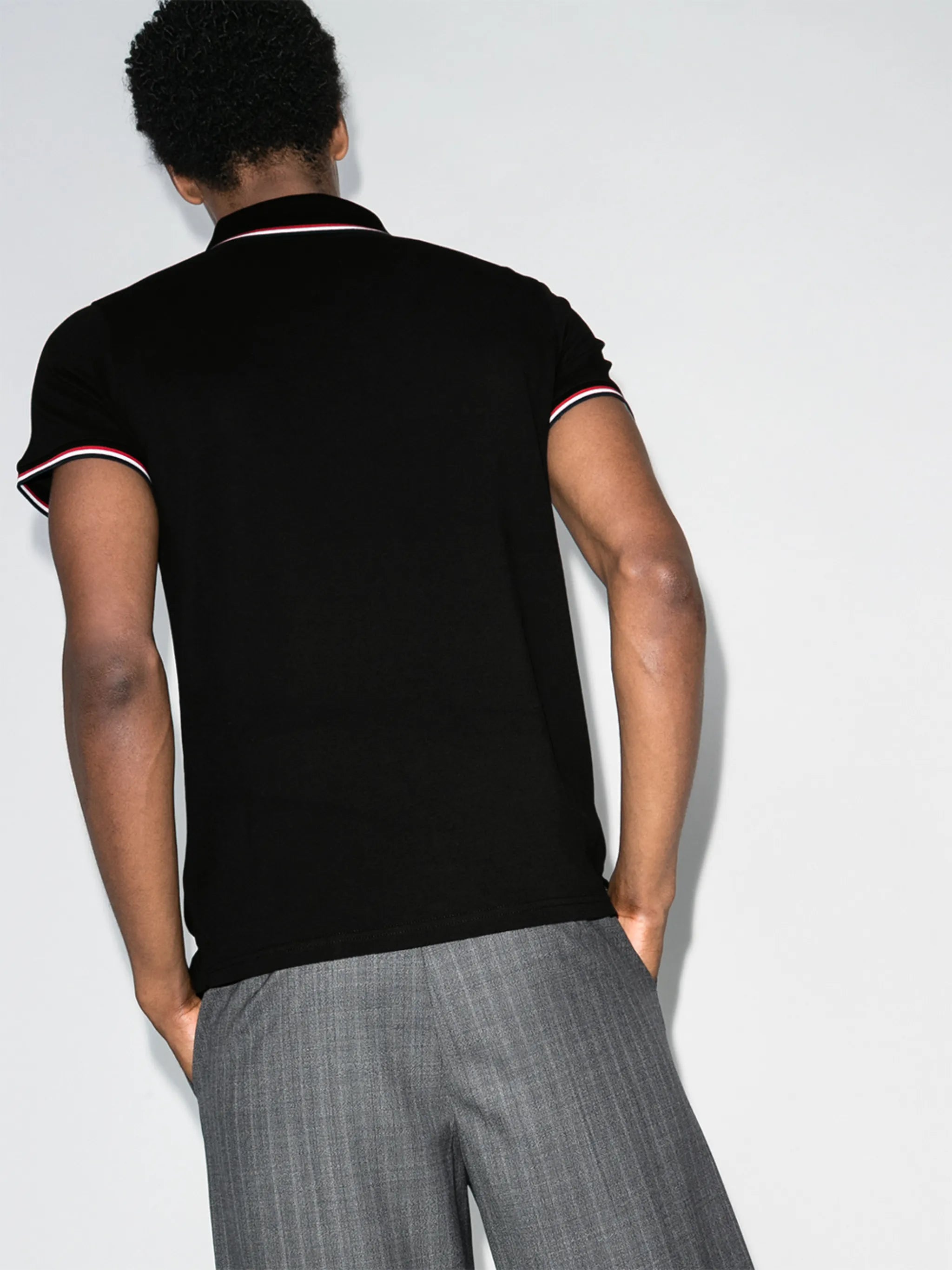 logo-patch striped-trim polo shirt