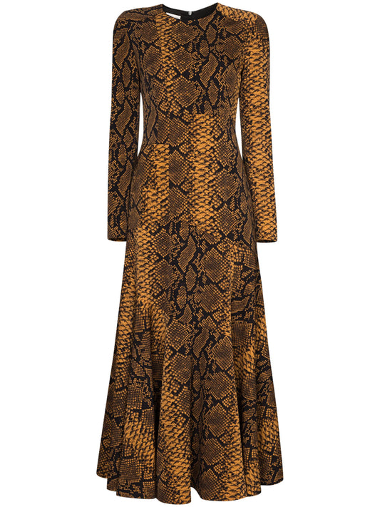 Danony pleated snake-print dress