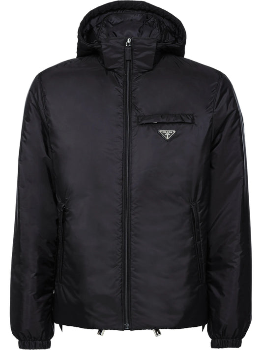 Re-Nylon logo-patch down jacket