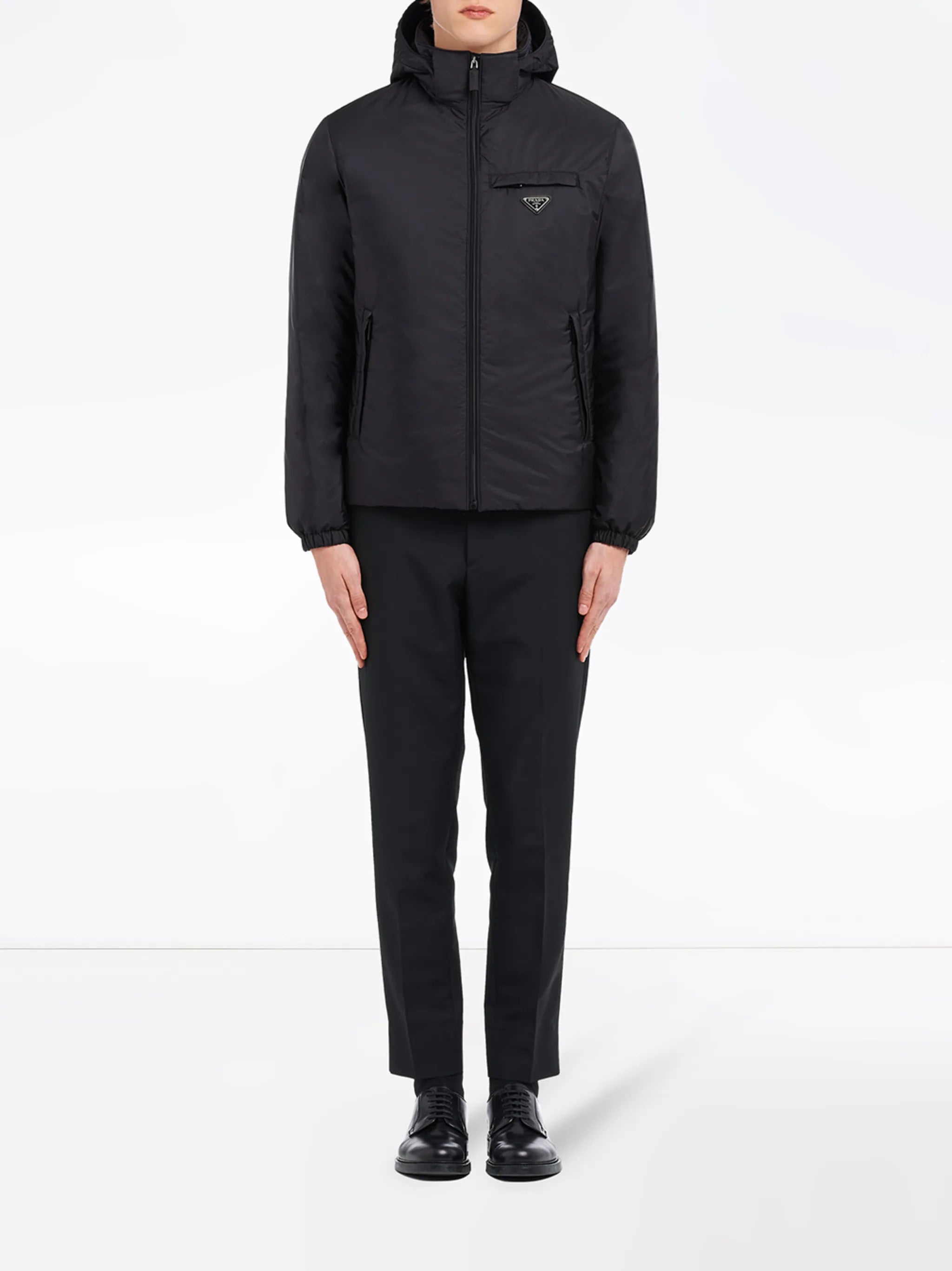 Re-Nylon logo-patch down jacket