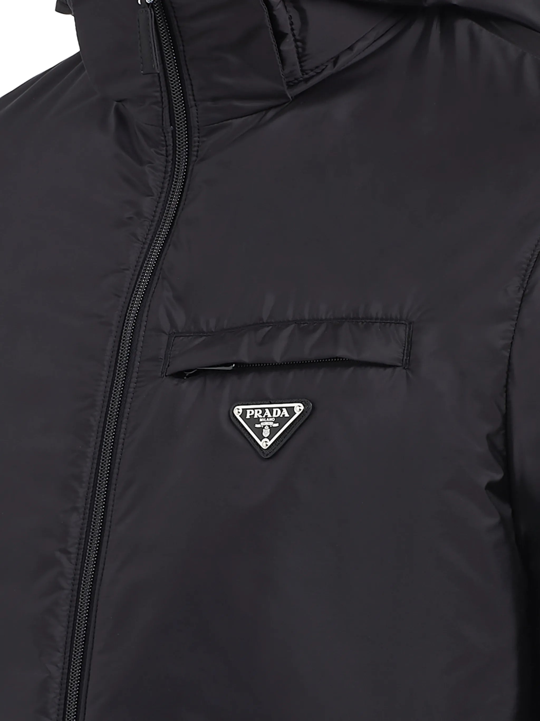 Re-Nylon logo-patch down jacket