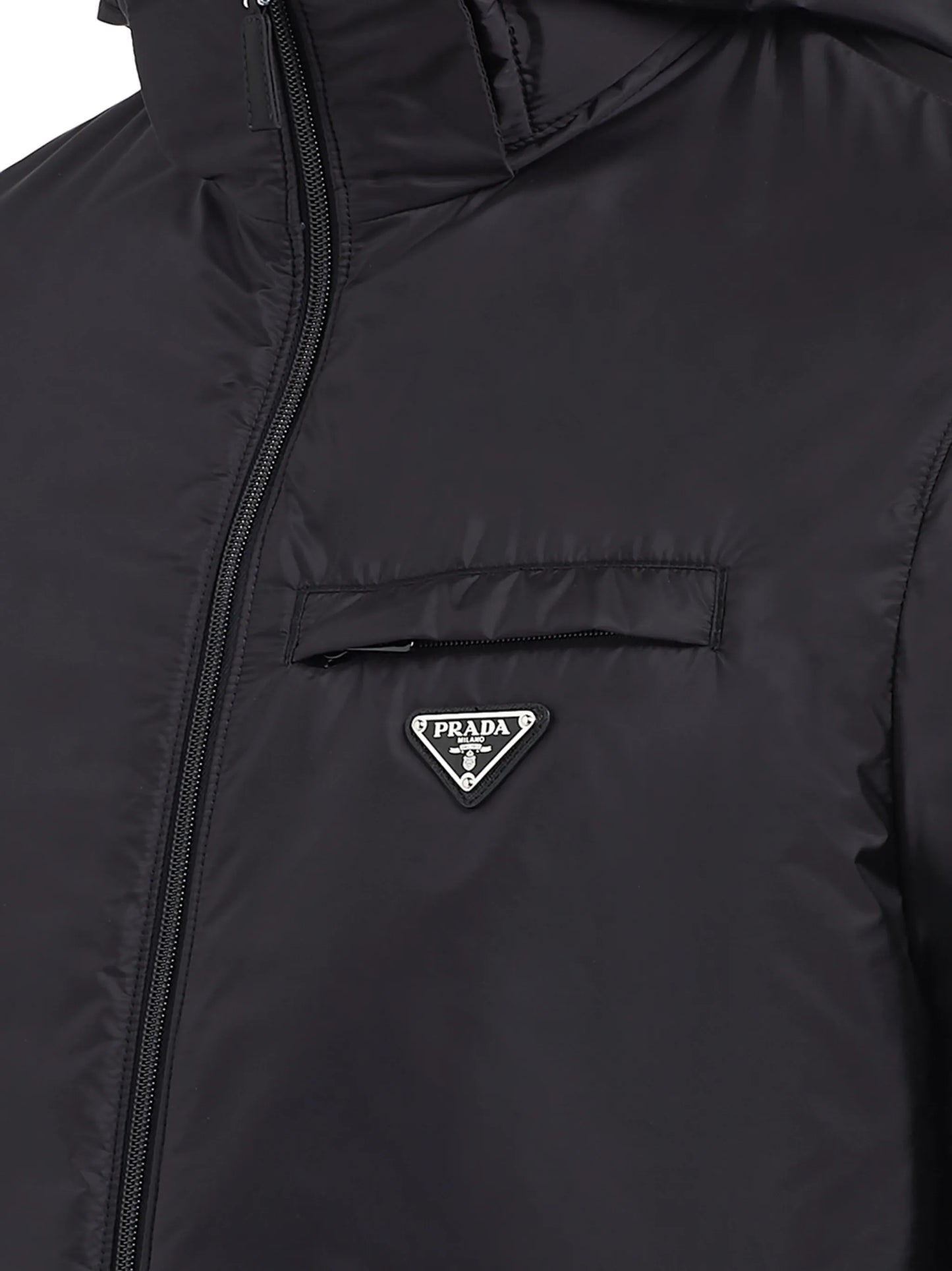 Re-Nylon logo-patch down jacket