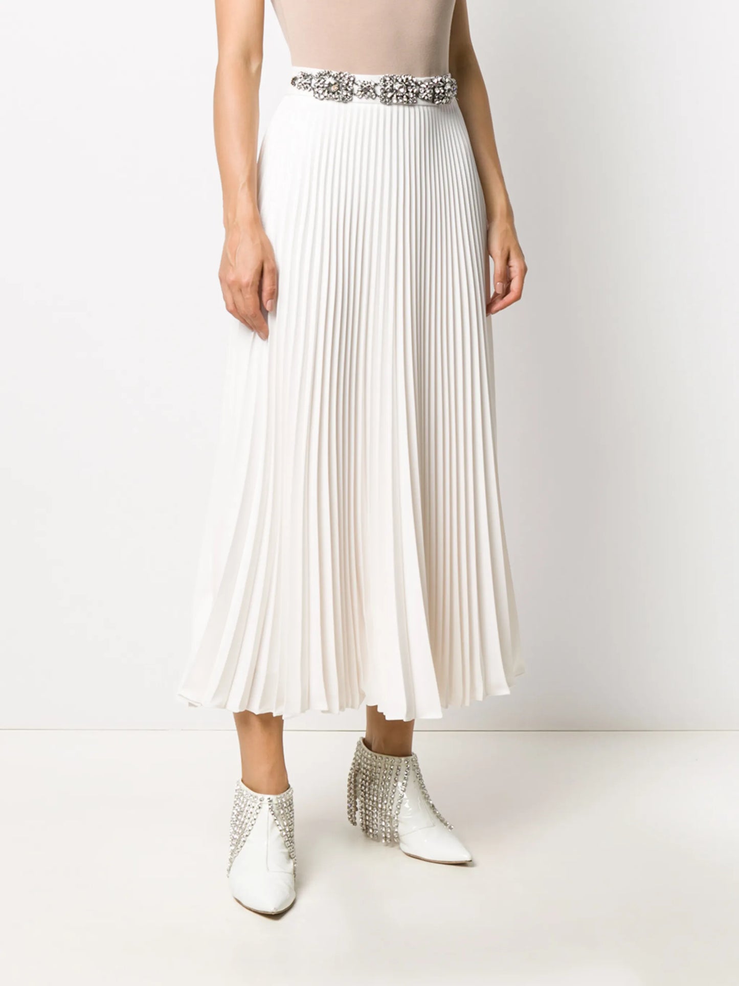 crystal-embellished pleated skirt