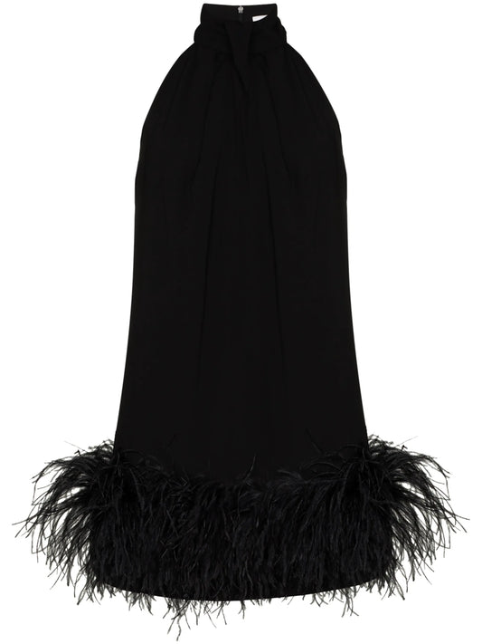 Cynthia feather-trim mini dress