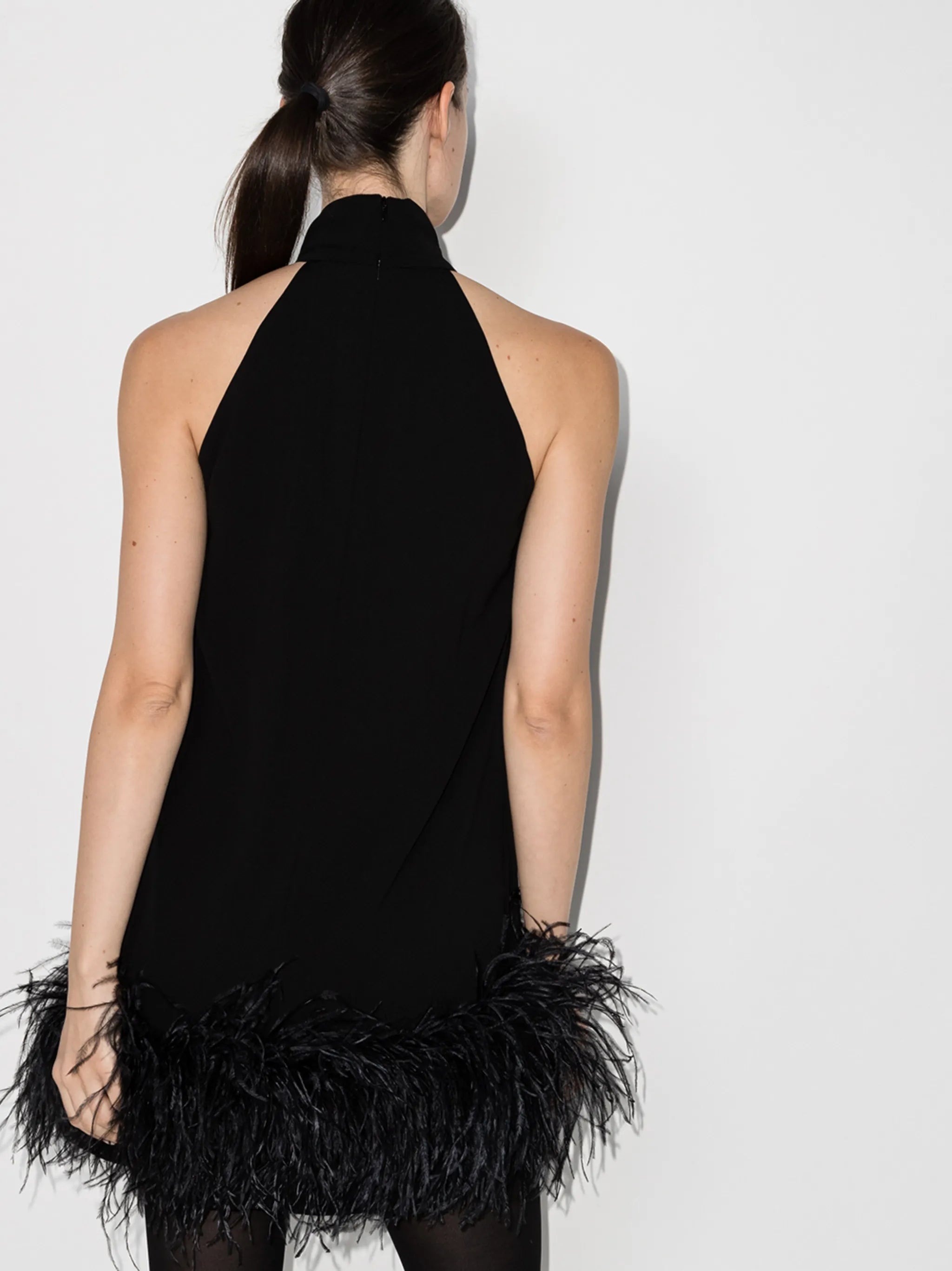 Cynthia feather-trim mini dress