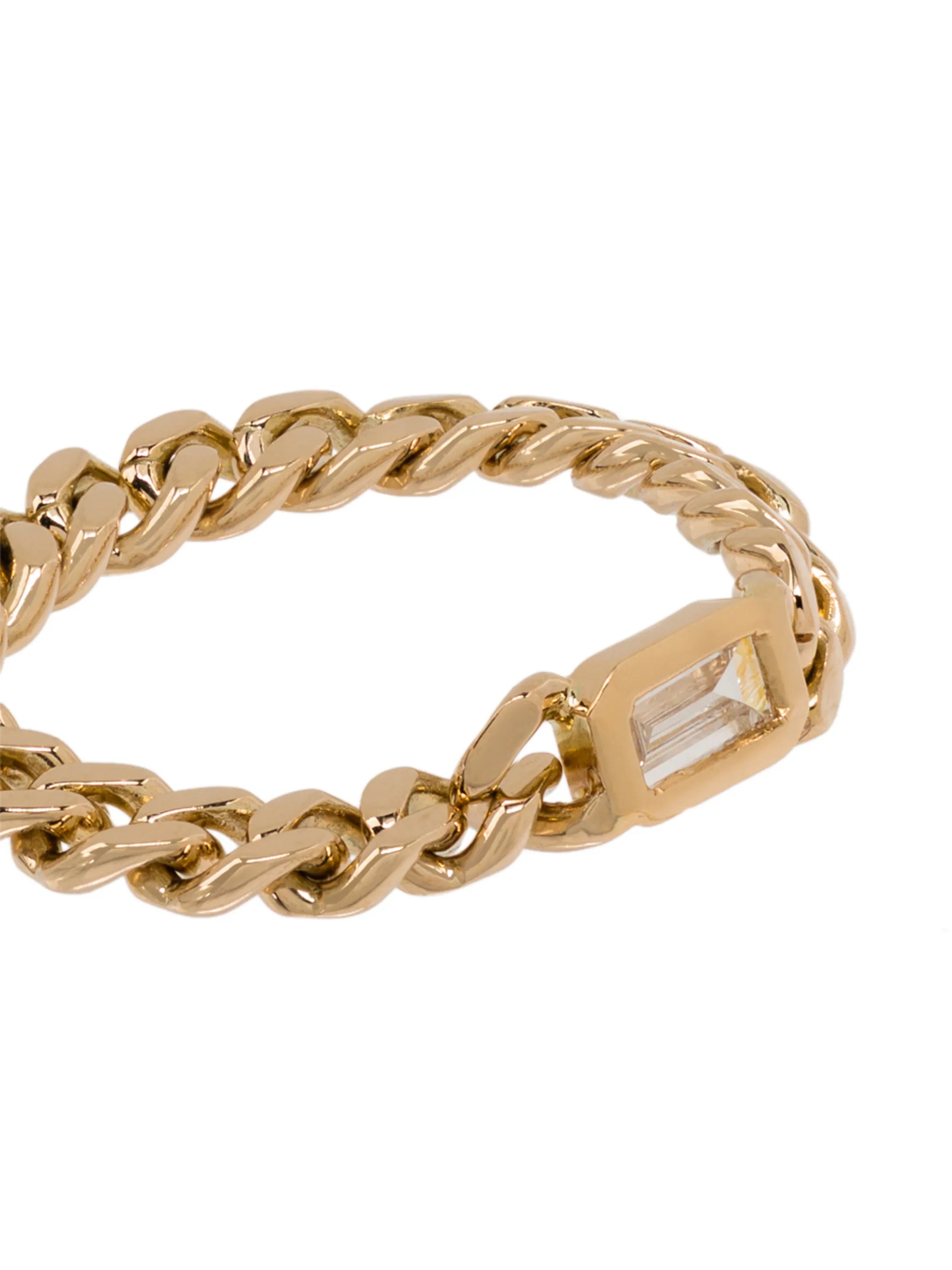 18K yellow gold diamond chain-link ring