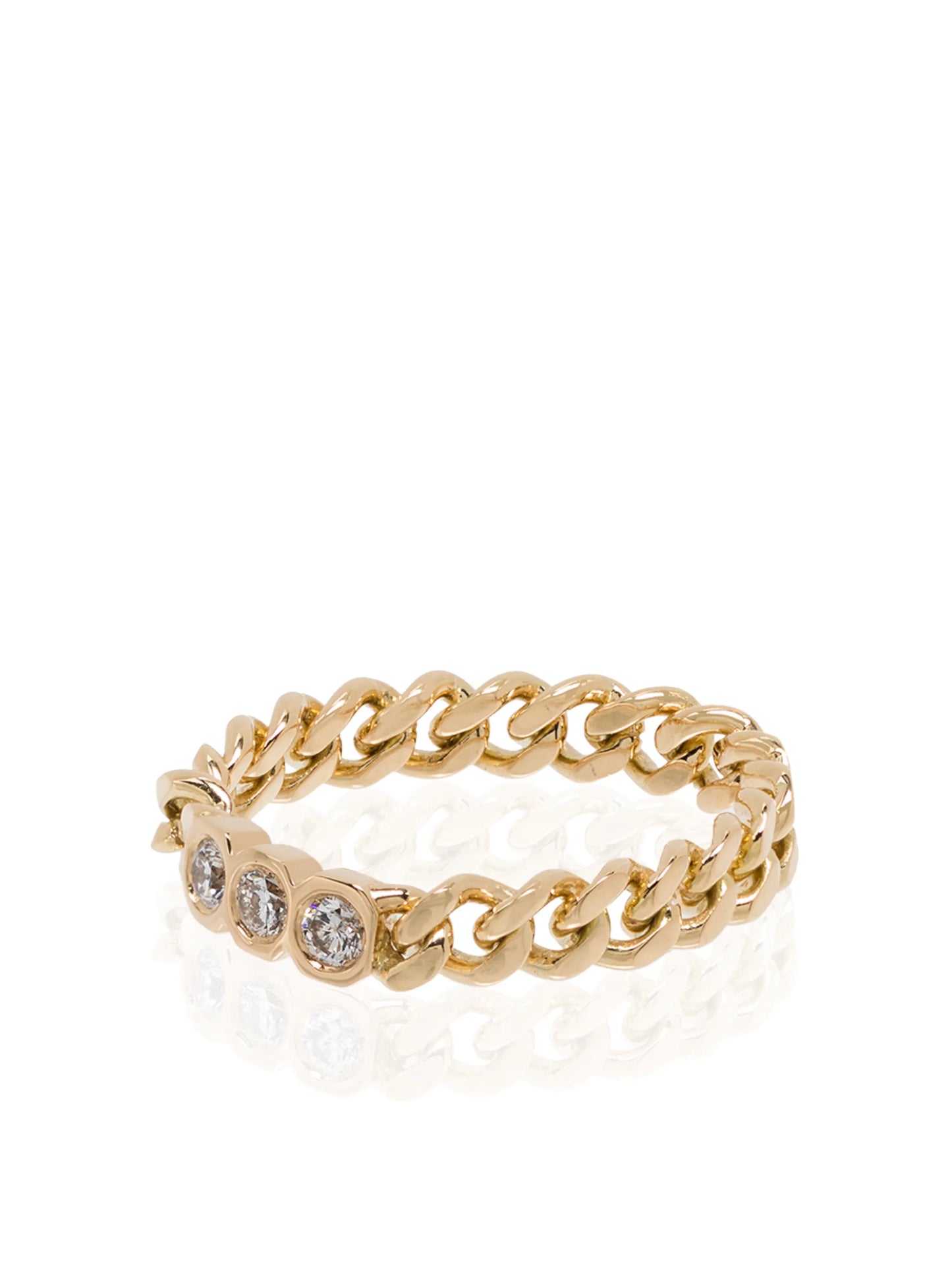 18K yellow gold diamond chain-link ring