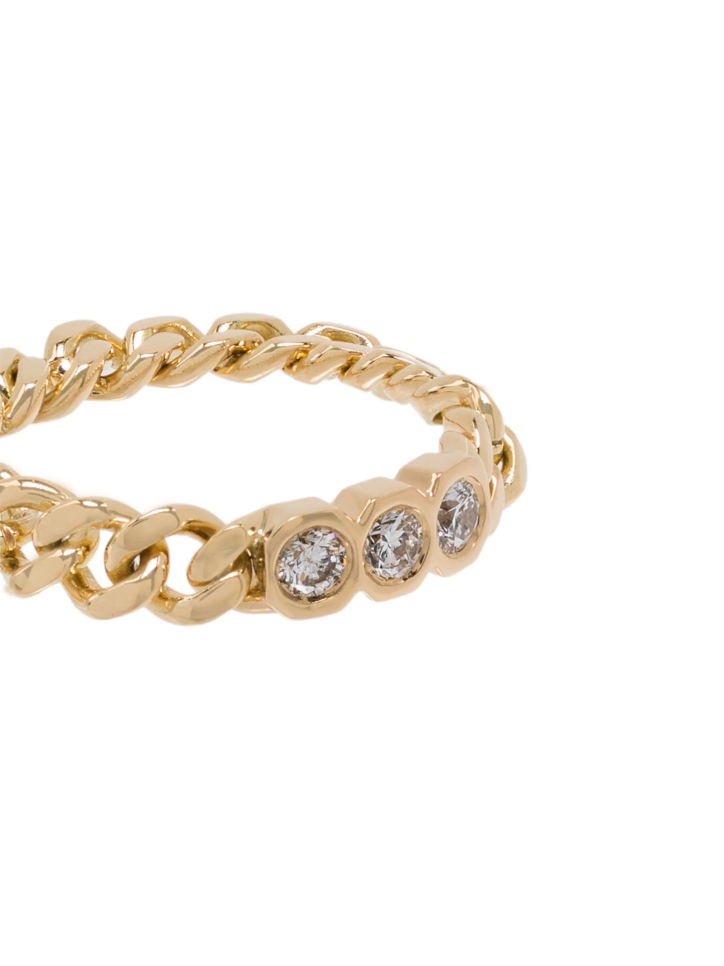 18K yellow gold diamond chain-link ring