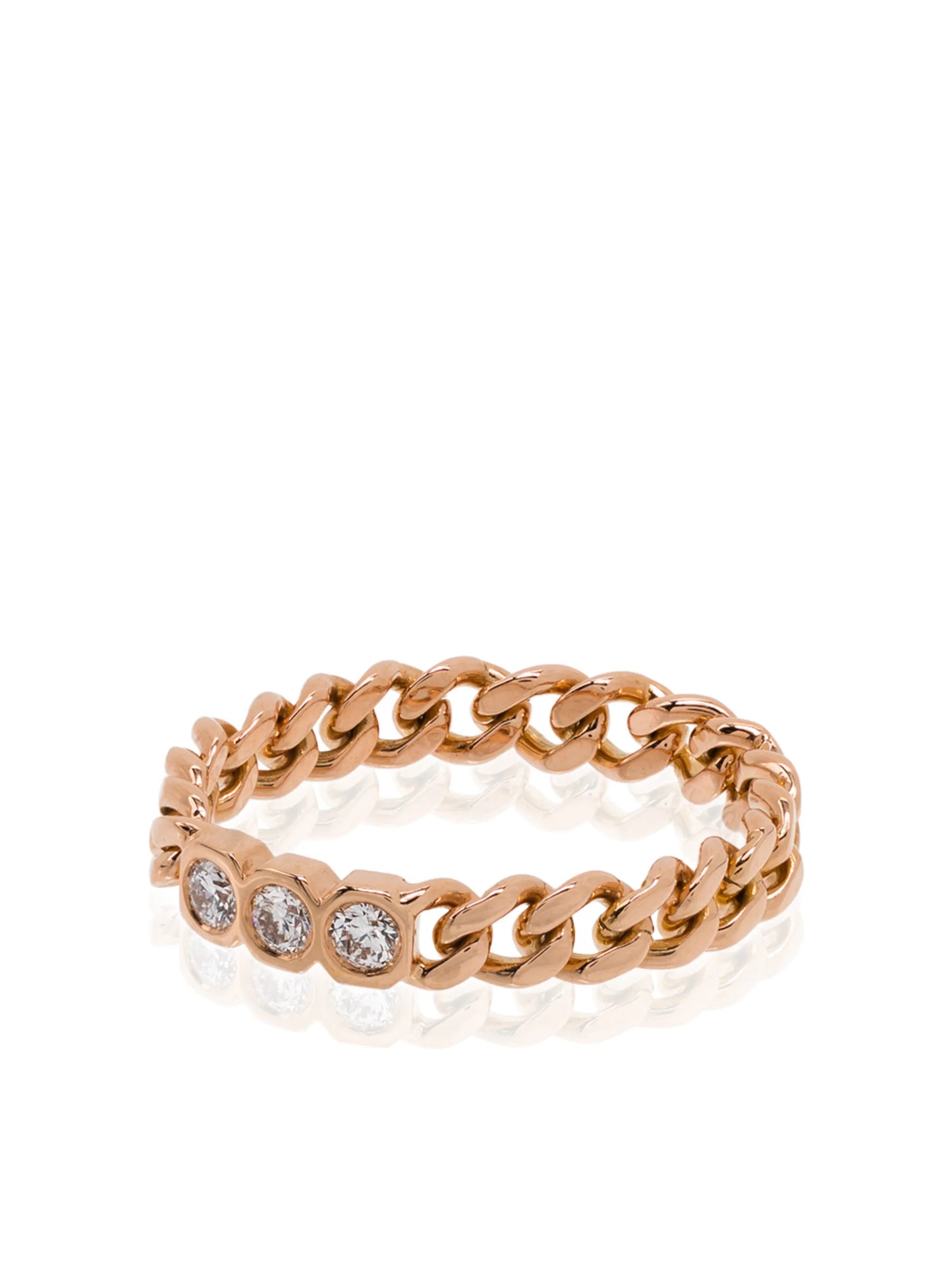 18K rose gold chain-link diamond ring