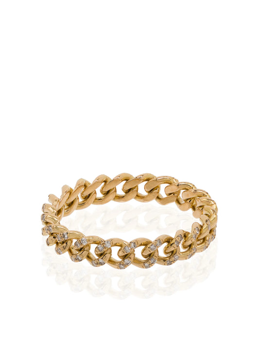18K yellow gold chain-link diamond ring