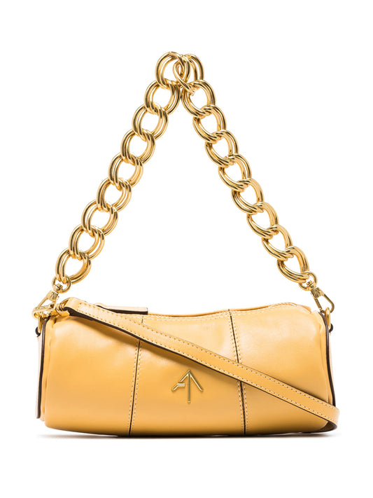 Cylinder leather shoulder bag
