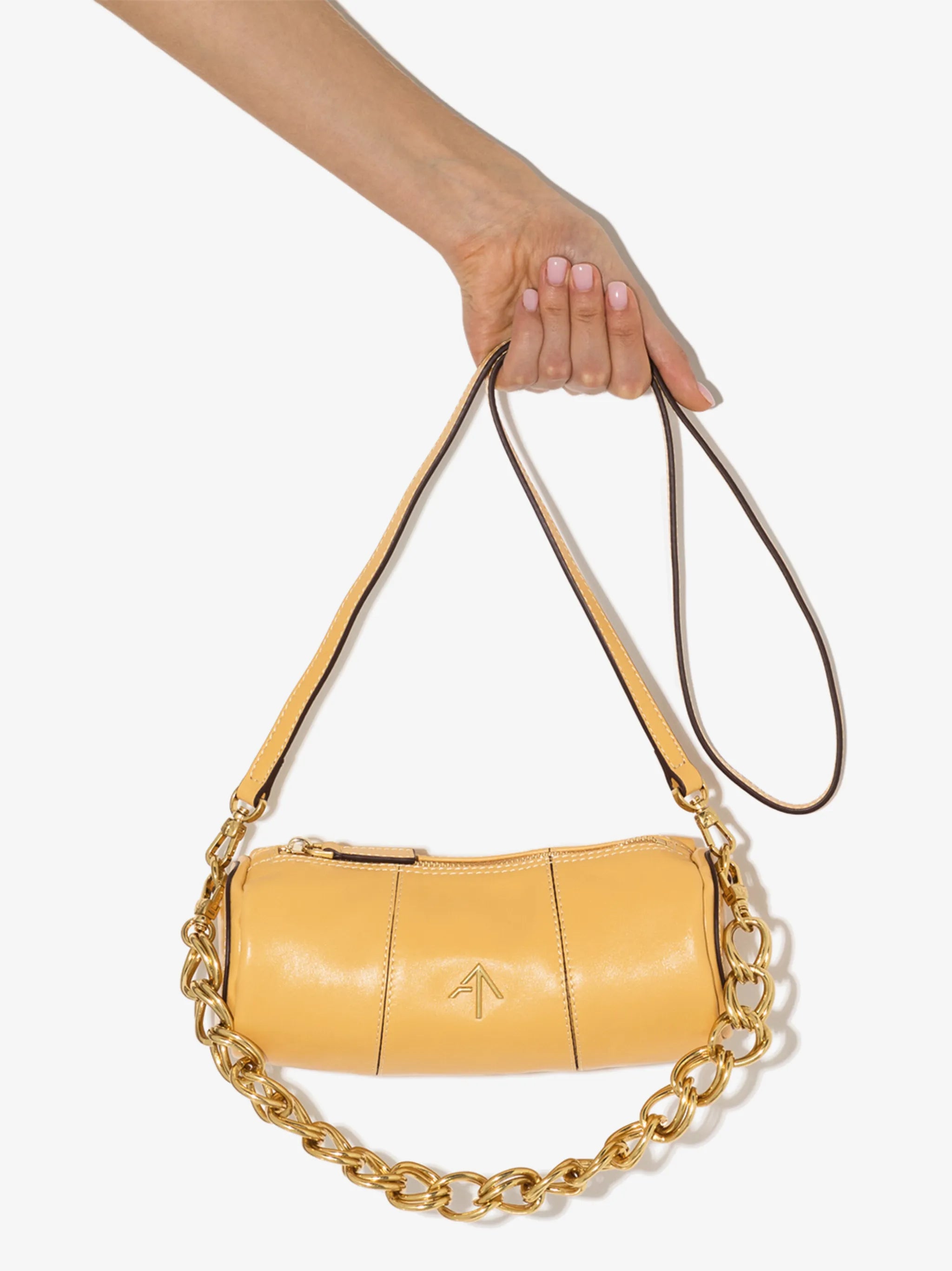 Cylinder leather shoulder bag
