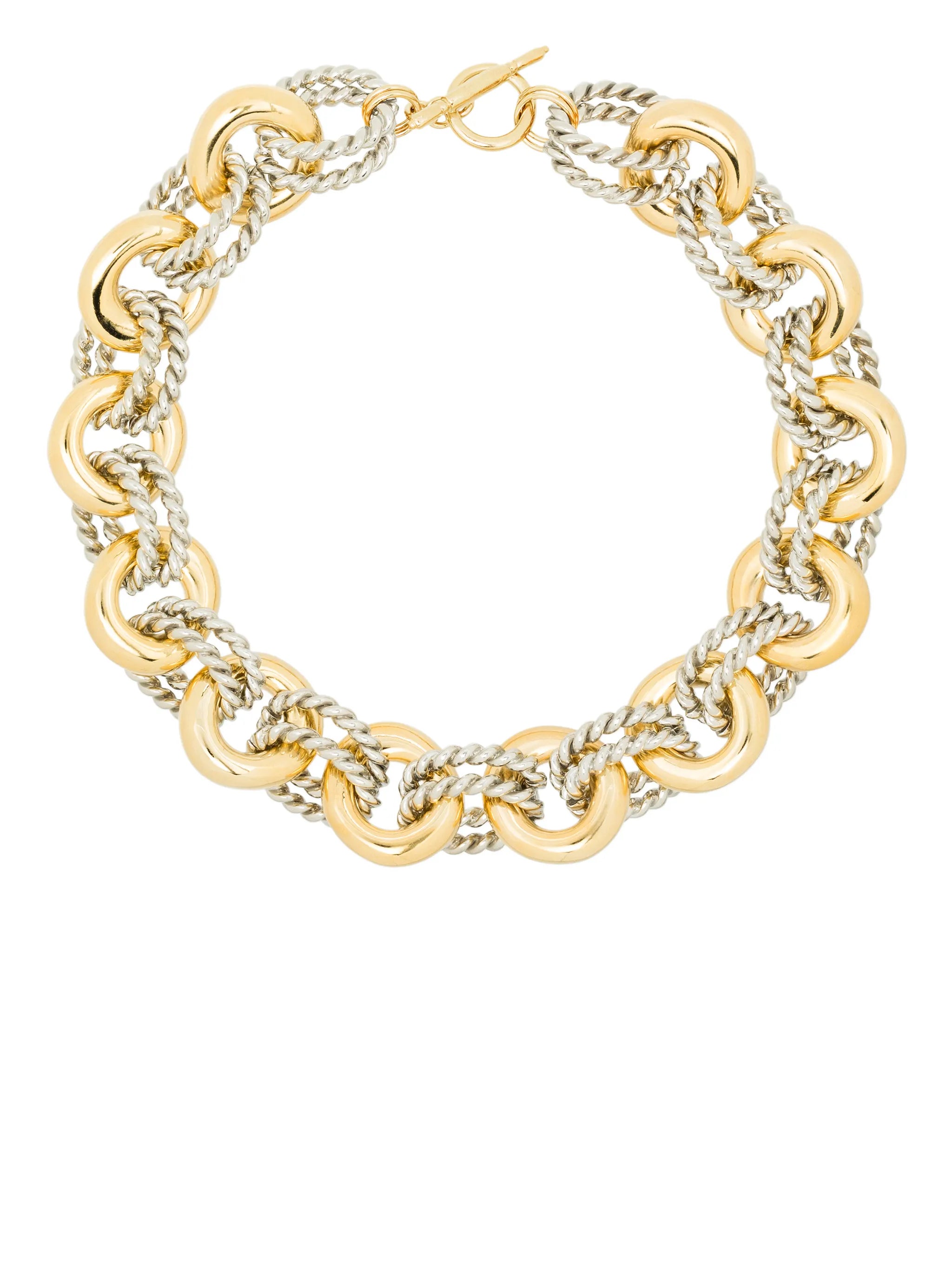 two-tone rope-link necklace