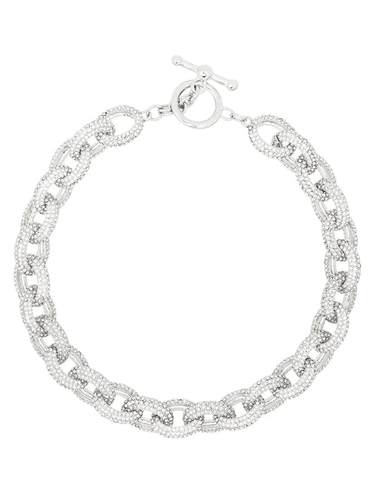 crystal-embellished oval-chain necklace