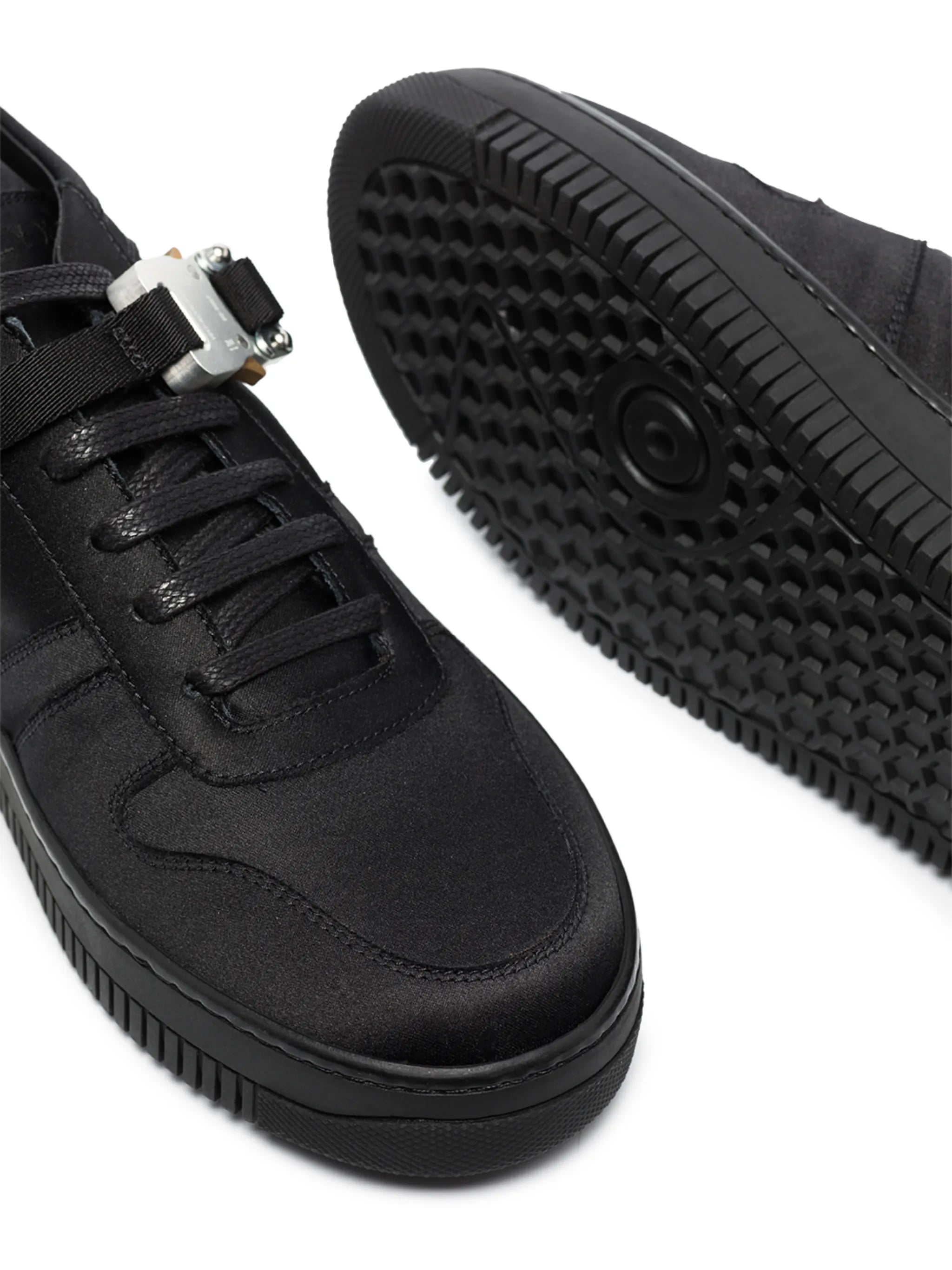 satin buckle low-top sneakers