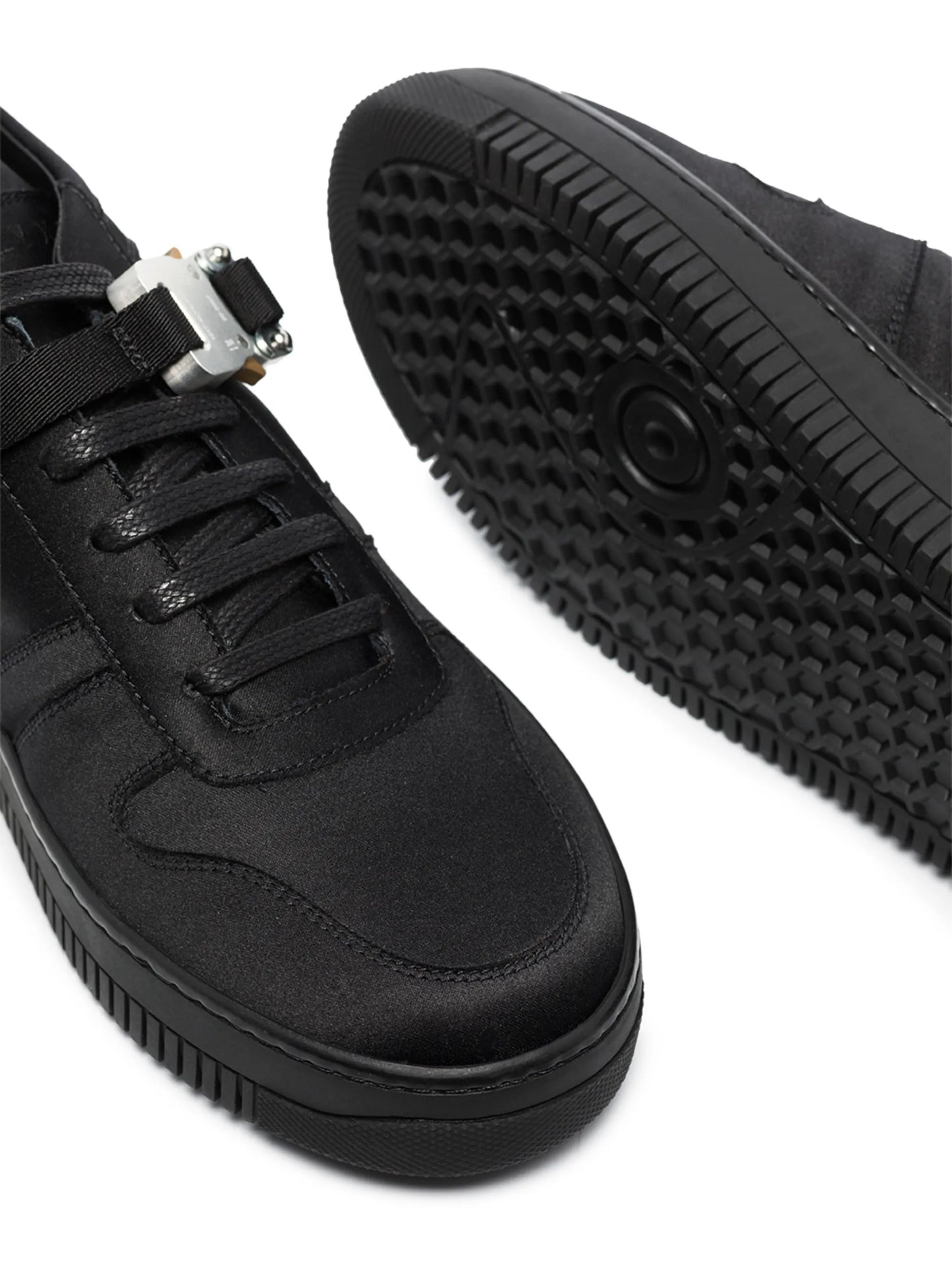 satin buckle low-top sneakers