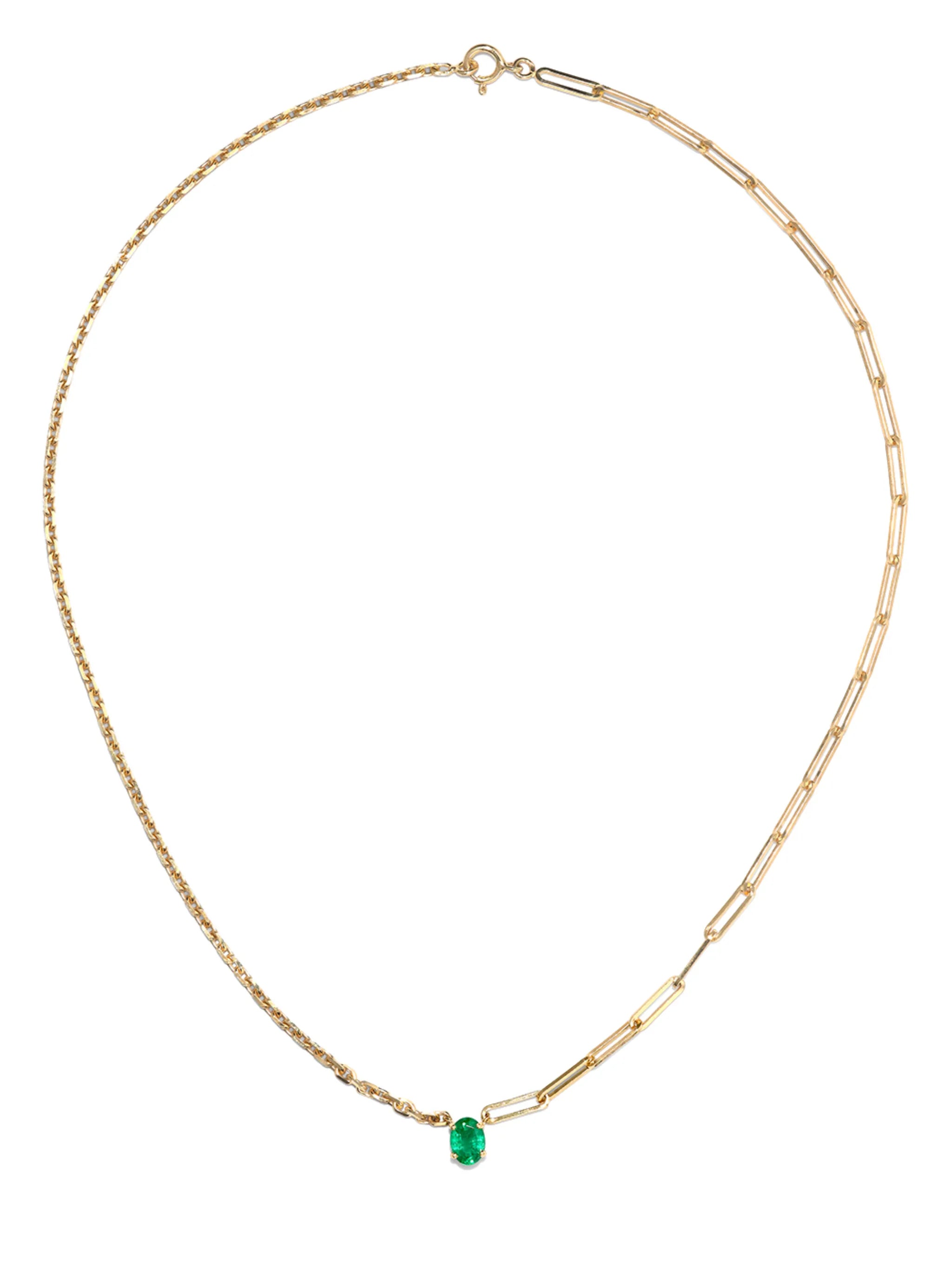 18kt yellow gold emerald necklace
