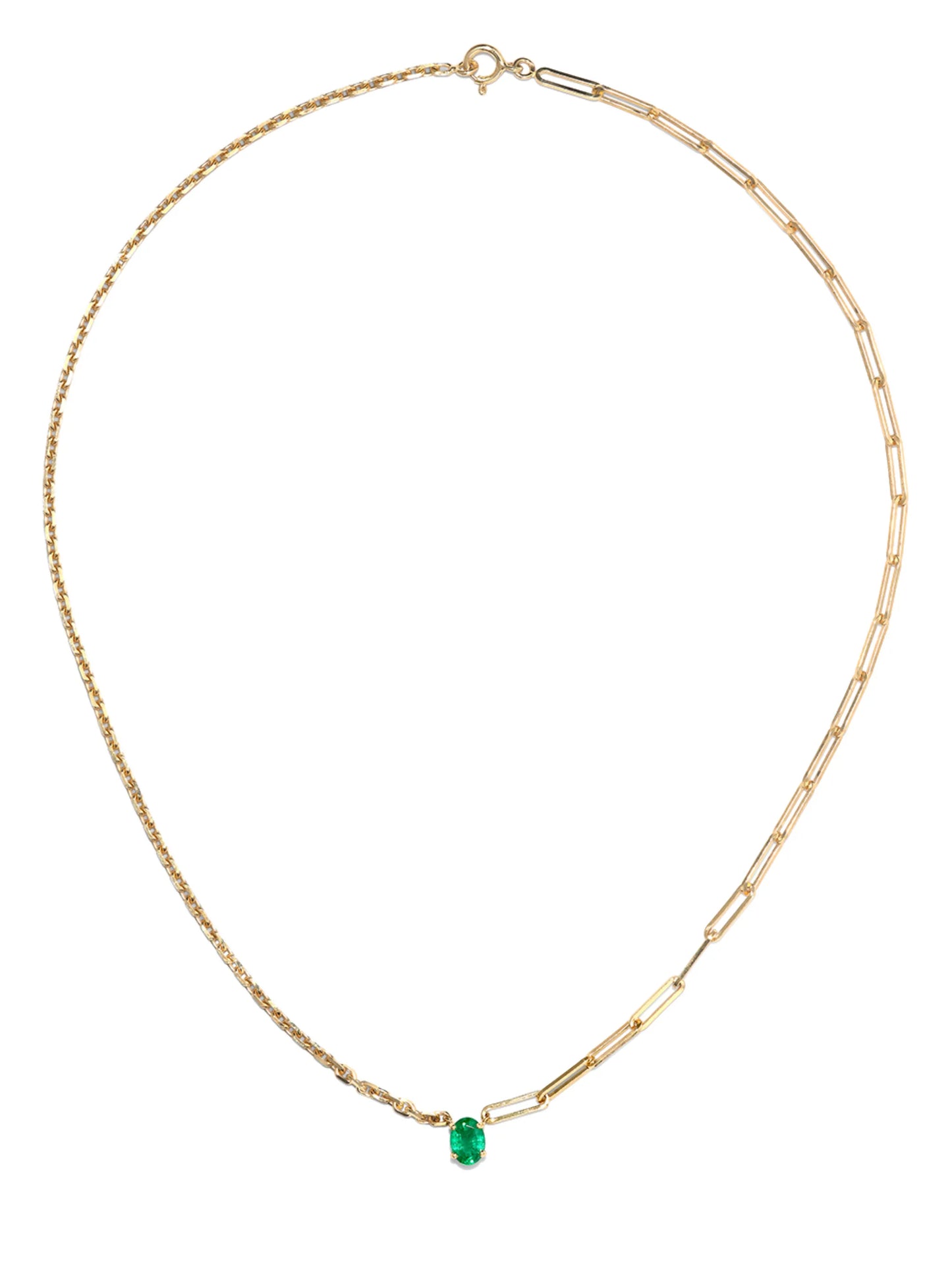 18kt yellow gold emerald necklace