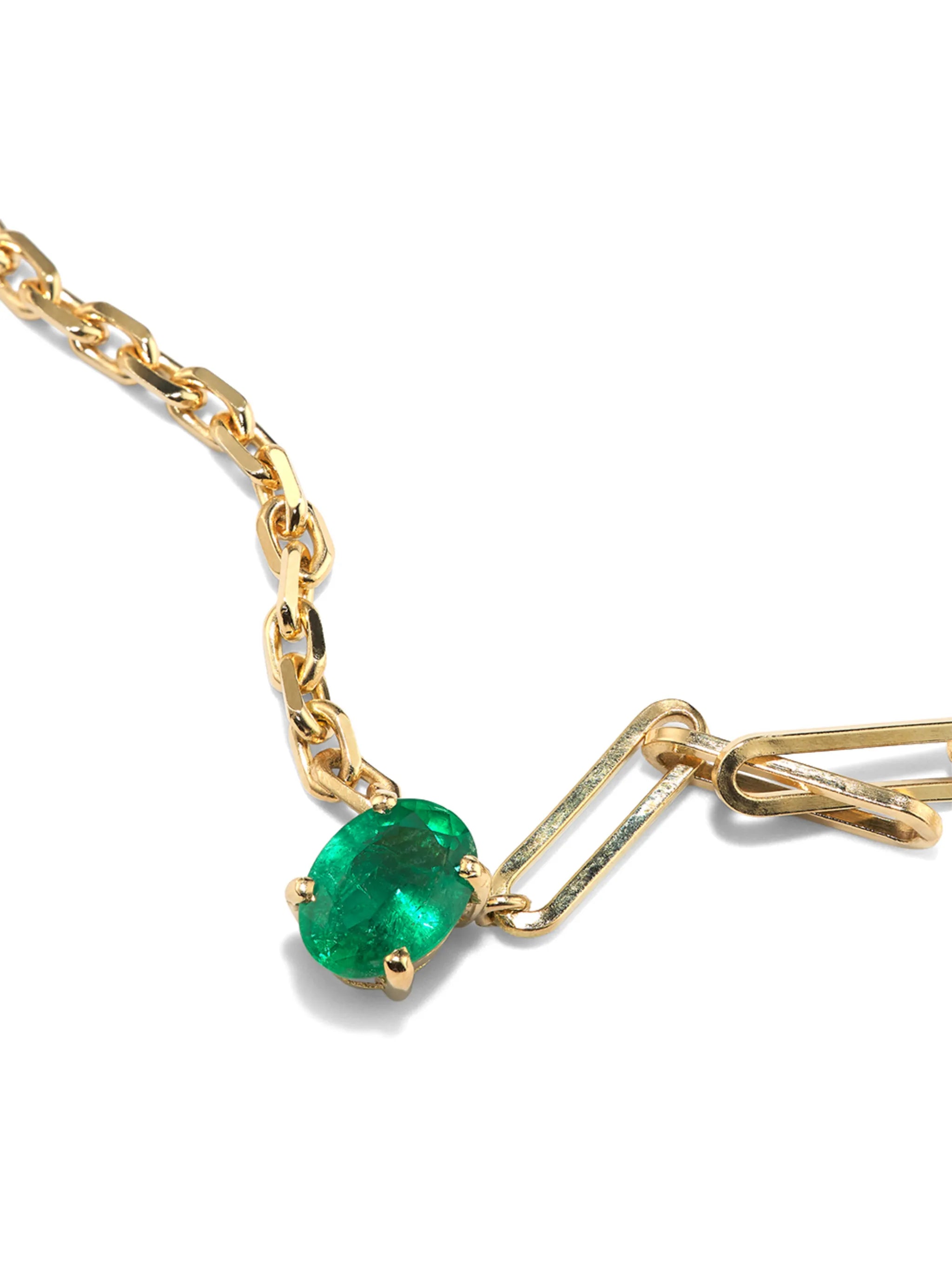 18kt yellow gold emerald necklace