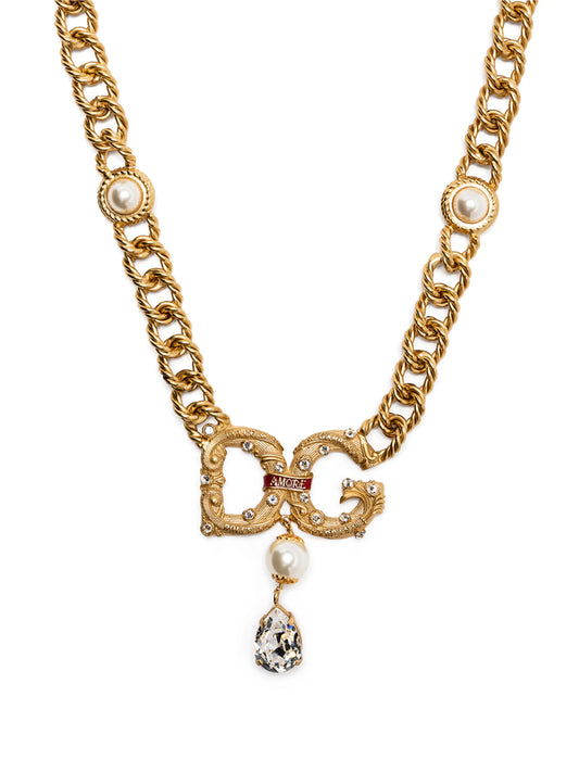 logo-plaque chain-link necklace