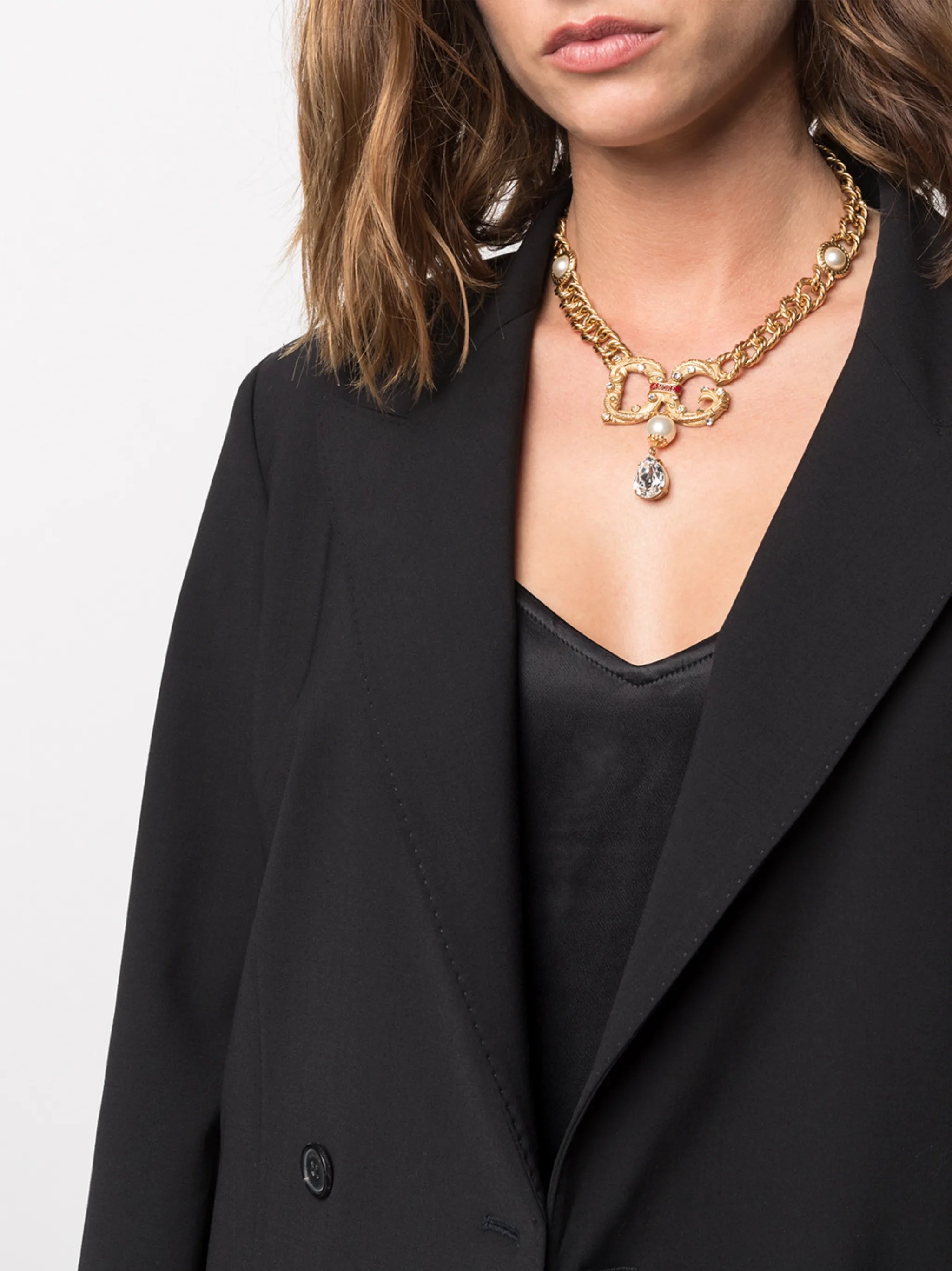 logo-plaque chain-link necklace