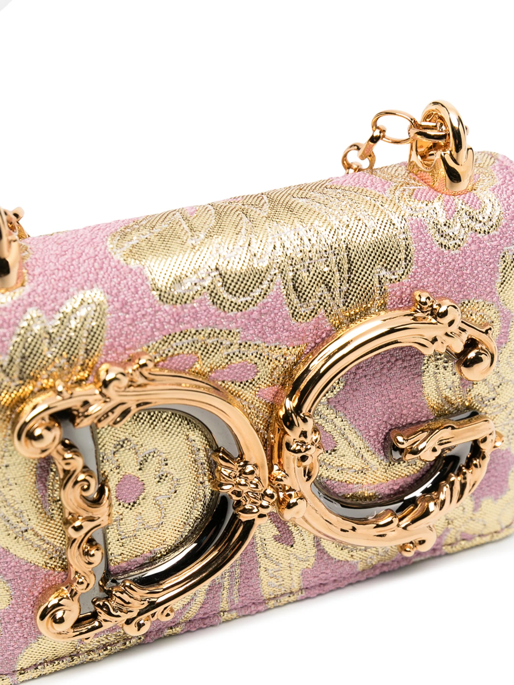 micro DG Girls floral lamé brocade bag
