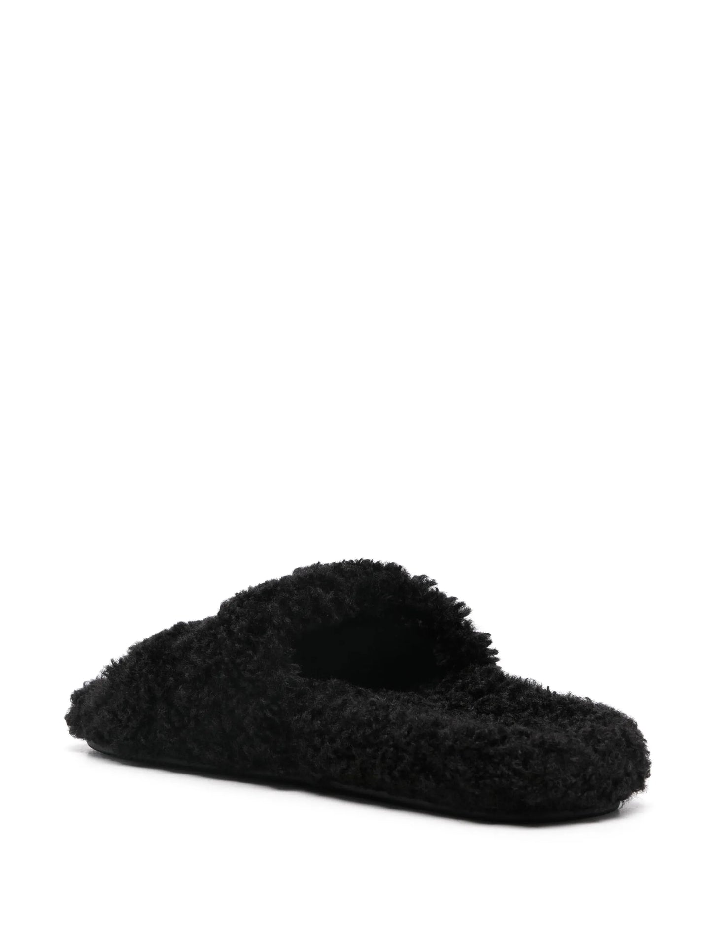 campaign-logo faux-shearling slides