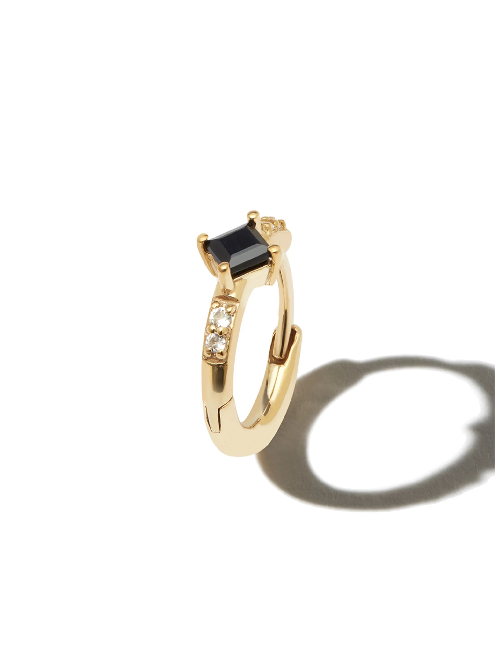 9kt yellow gold sapphire huggie hoop