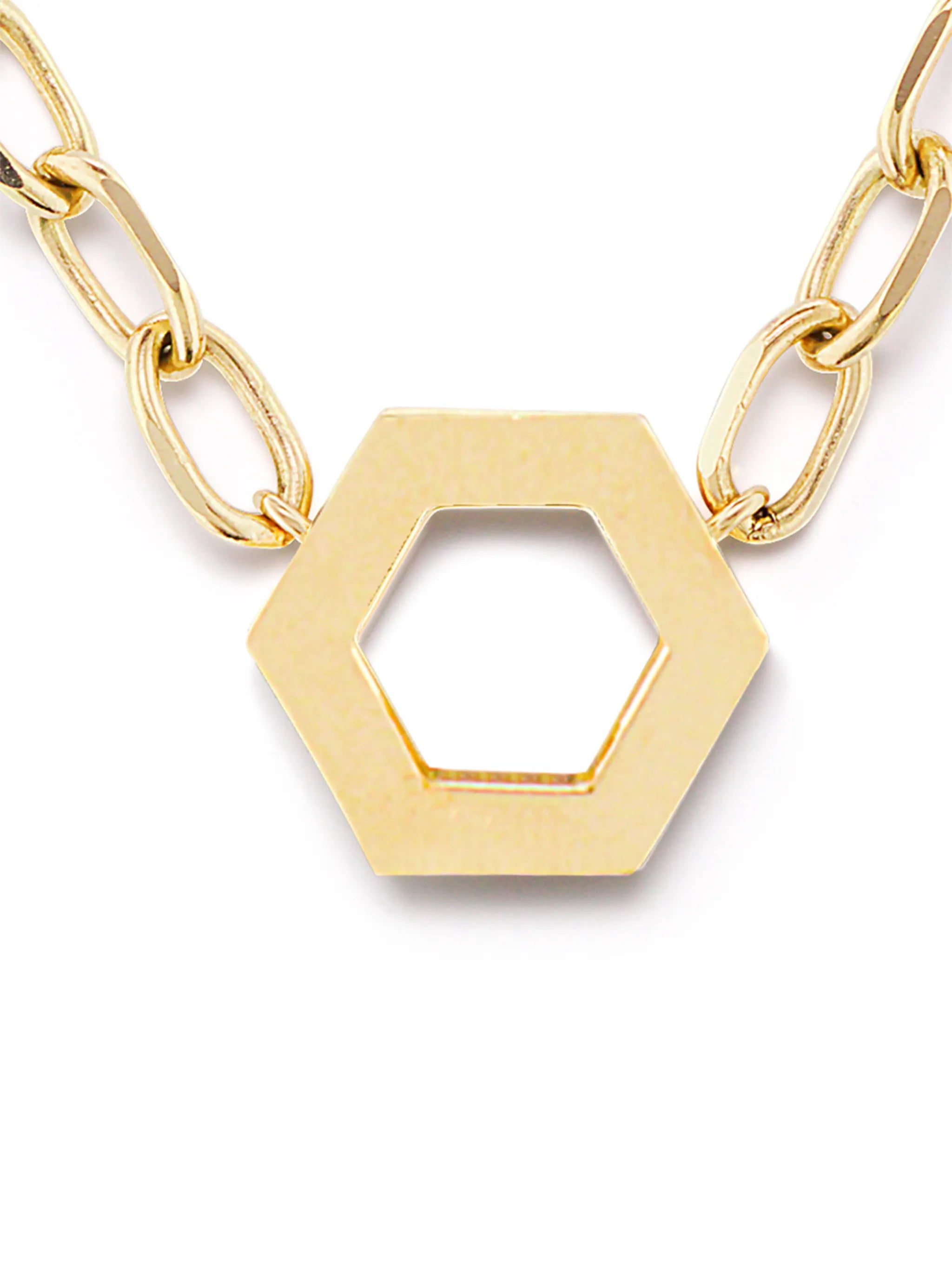 18kt yellow gold hexagon foundation necklace