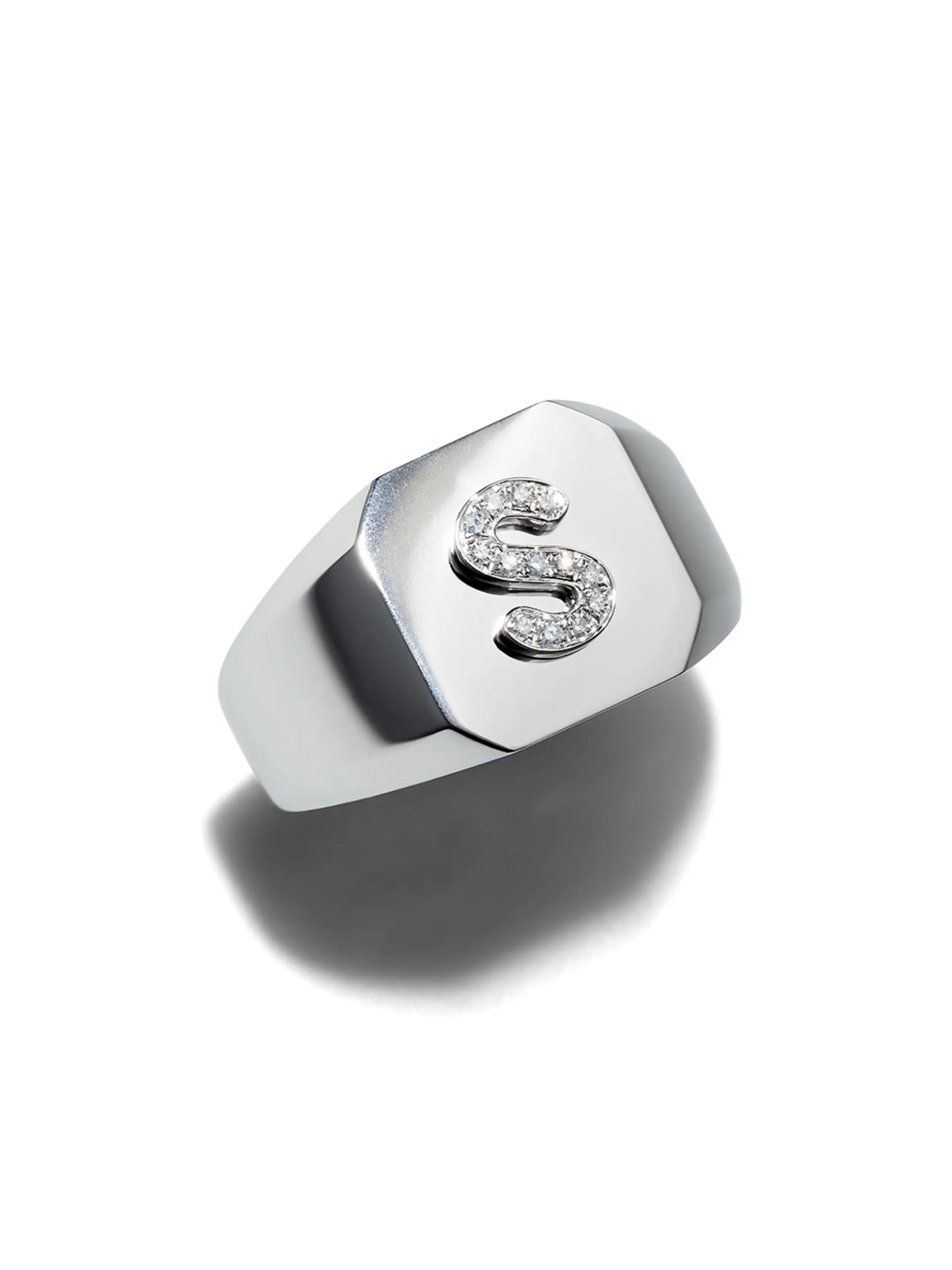 18K white gold s-initial ring