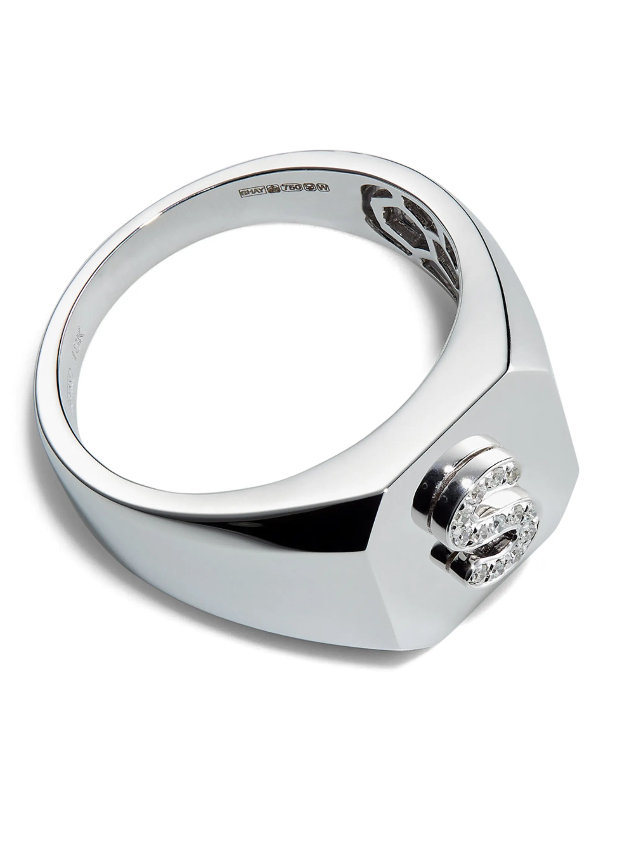 18K white gold s-initial ring