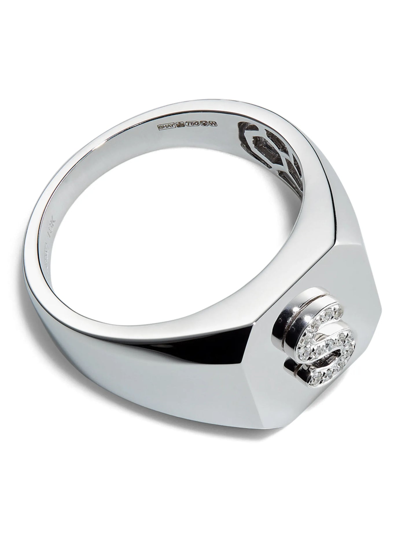 18K white gold s-initial ring