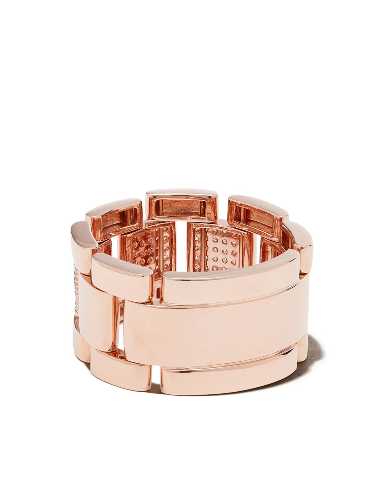 18K rose gold partial pave journey link ring