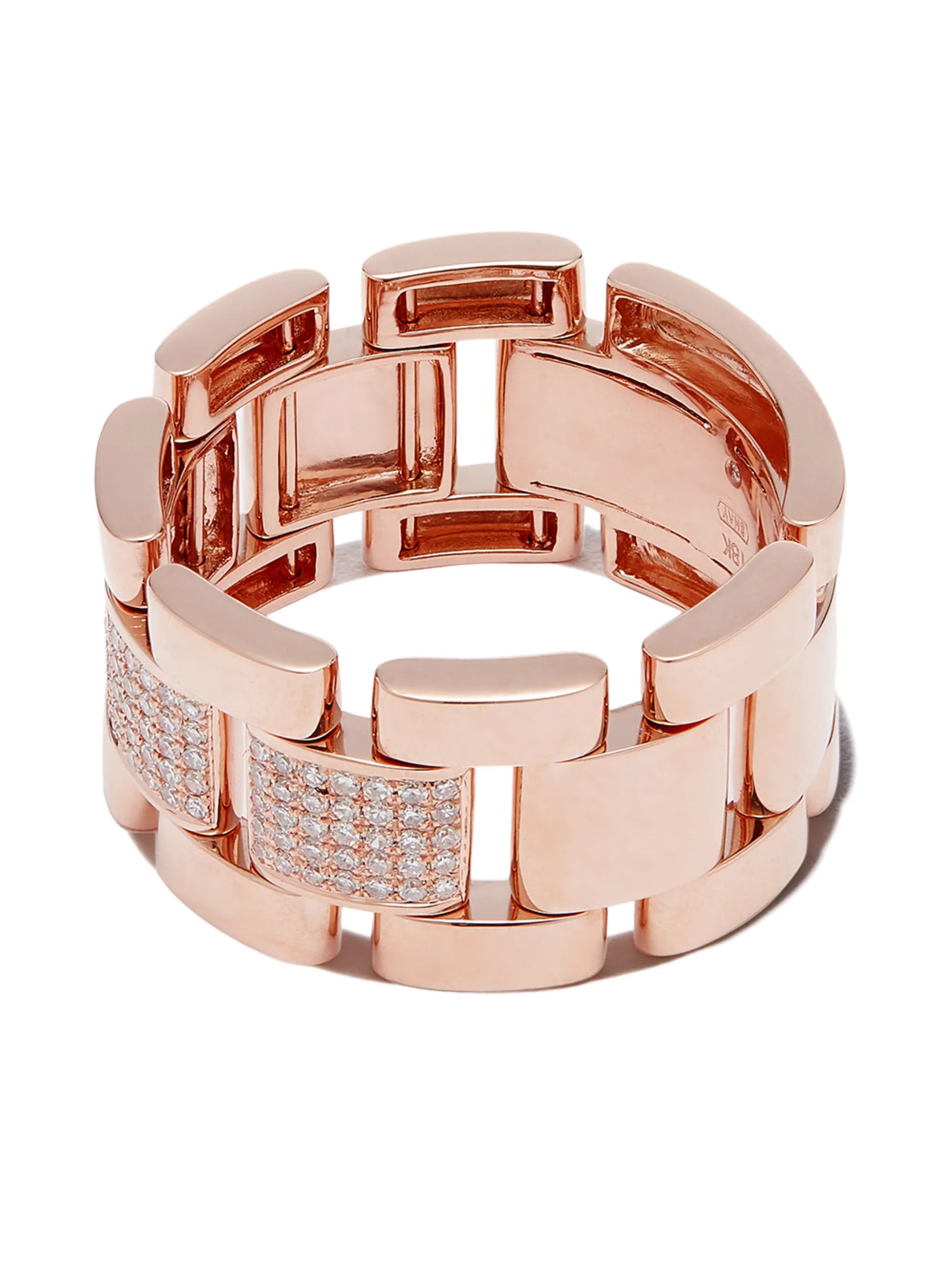 18K rose gold partial pave journey link ring