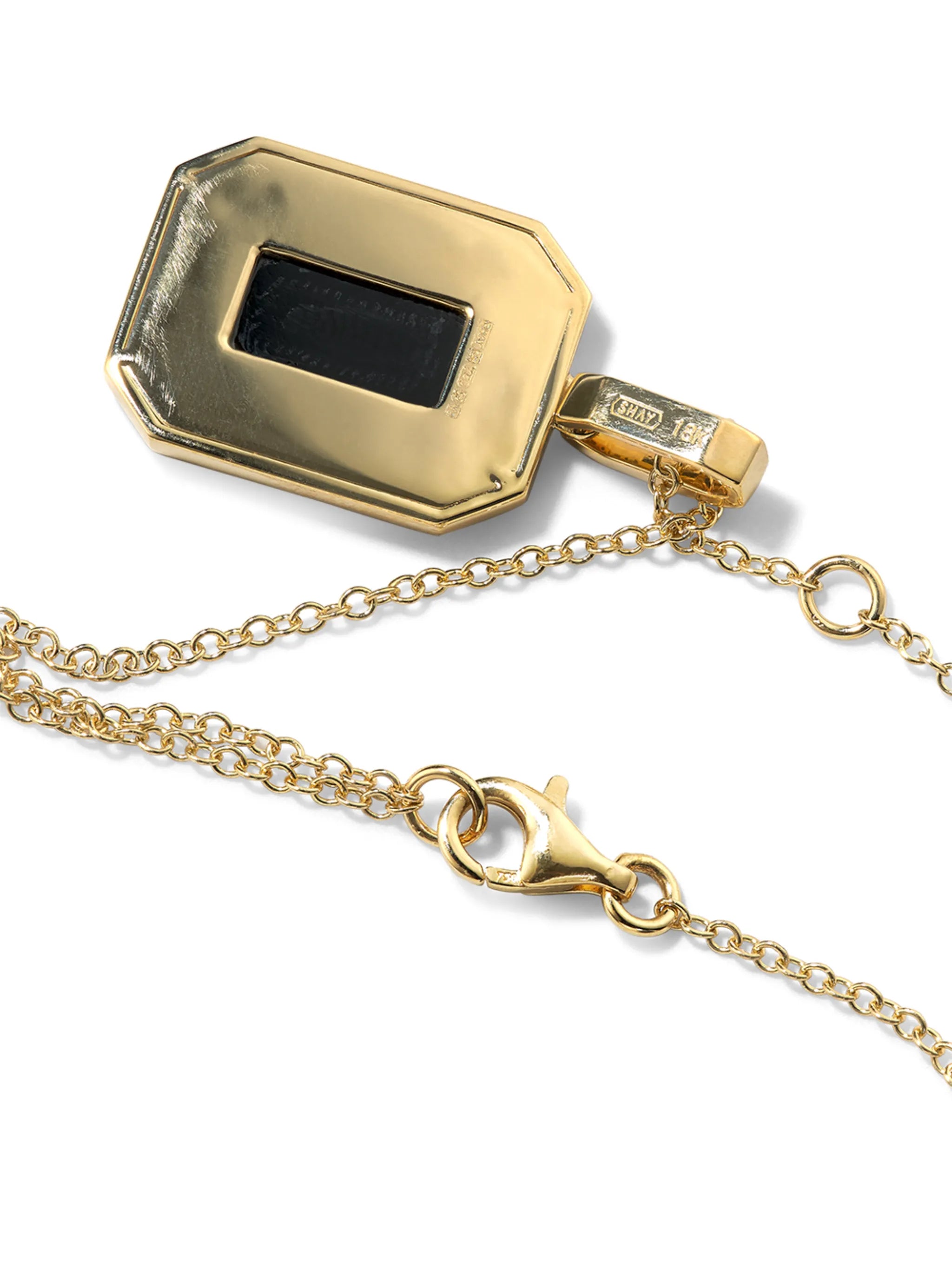 18K yellow gold diamond and onyx pendant necklace