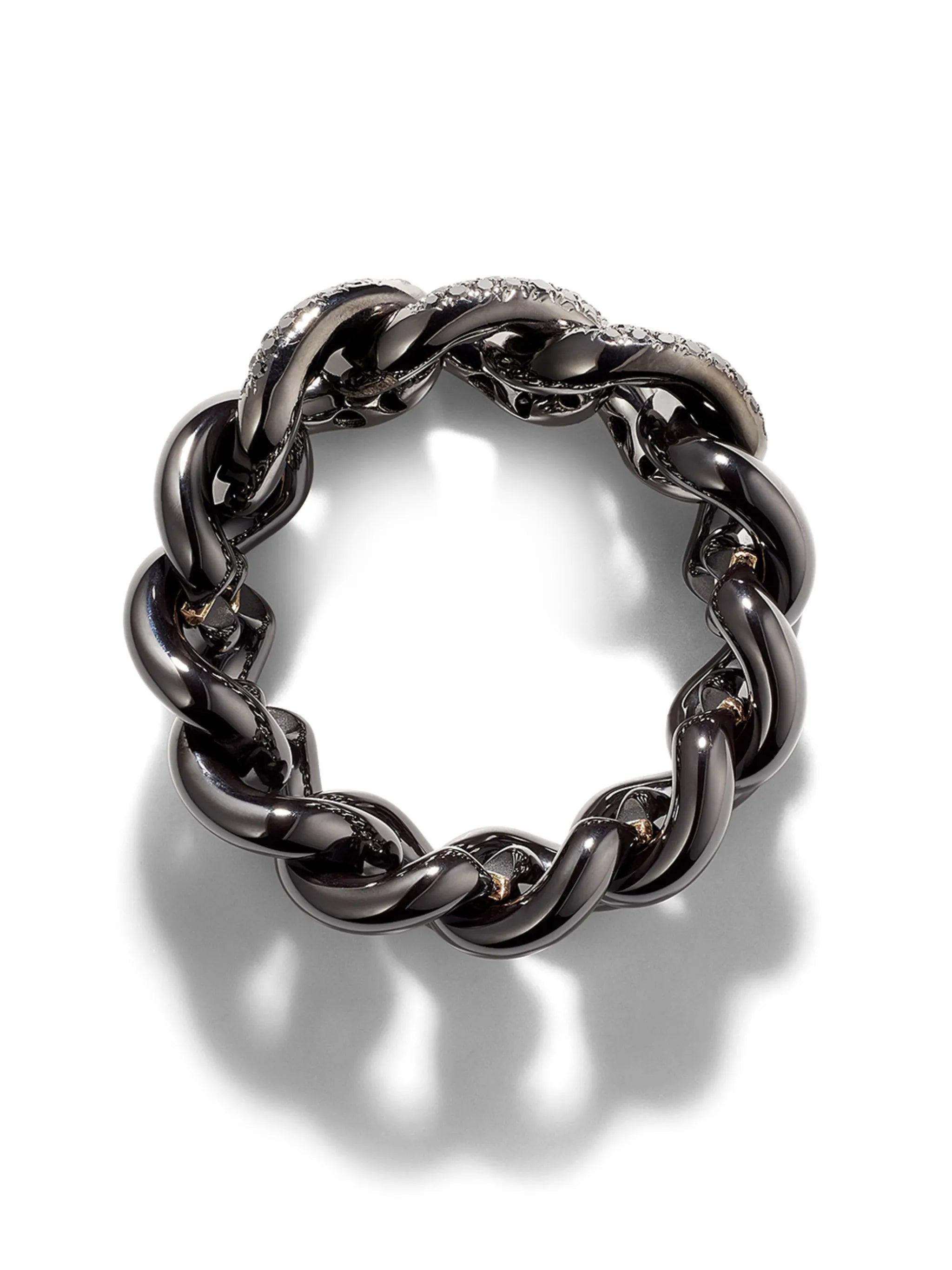 18K black gold diamond chain ring