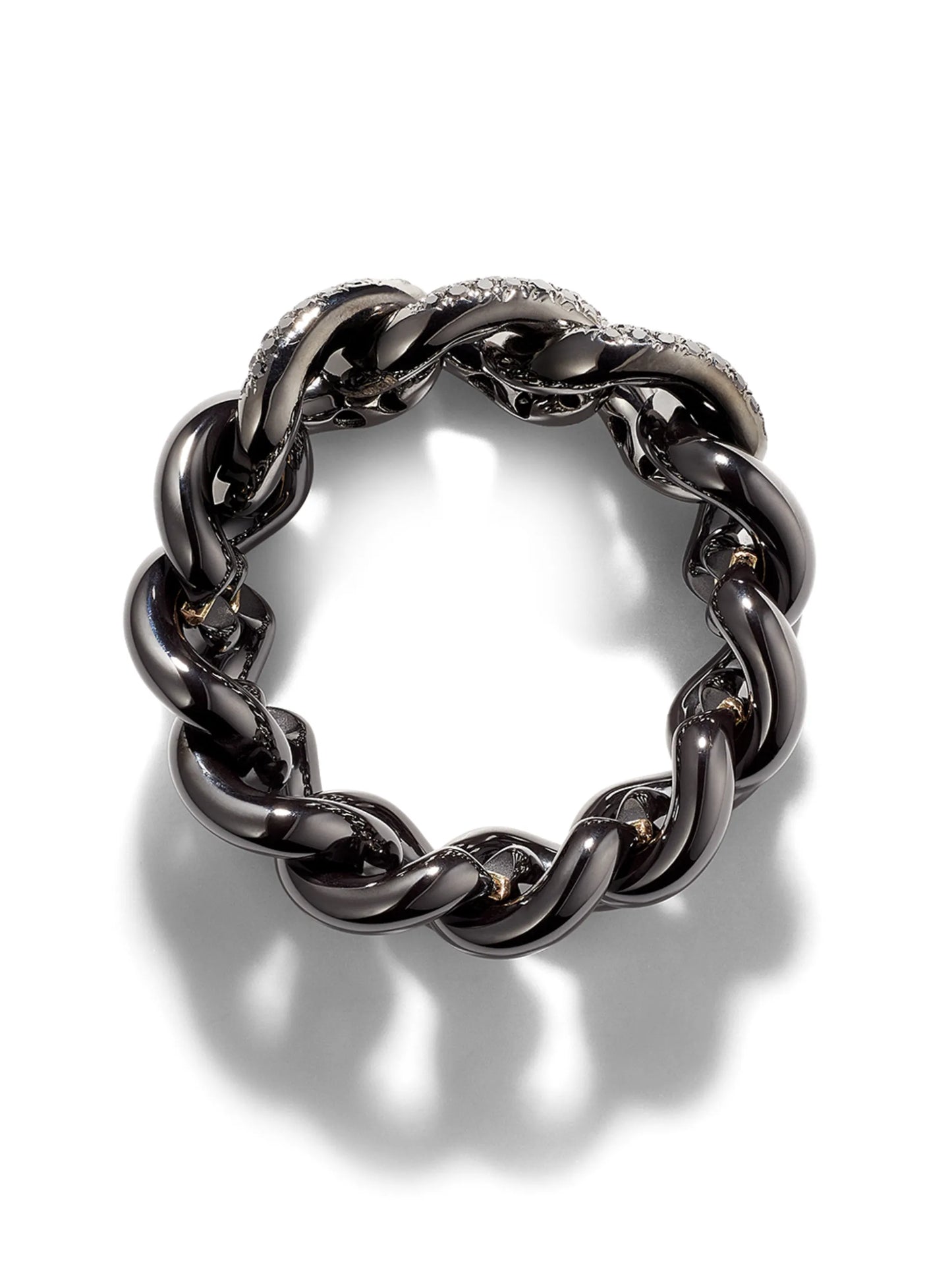 18K black gold diamond chain ring