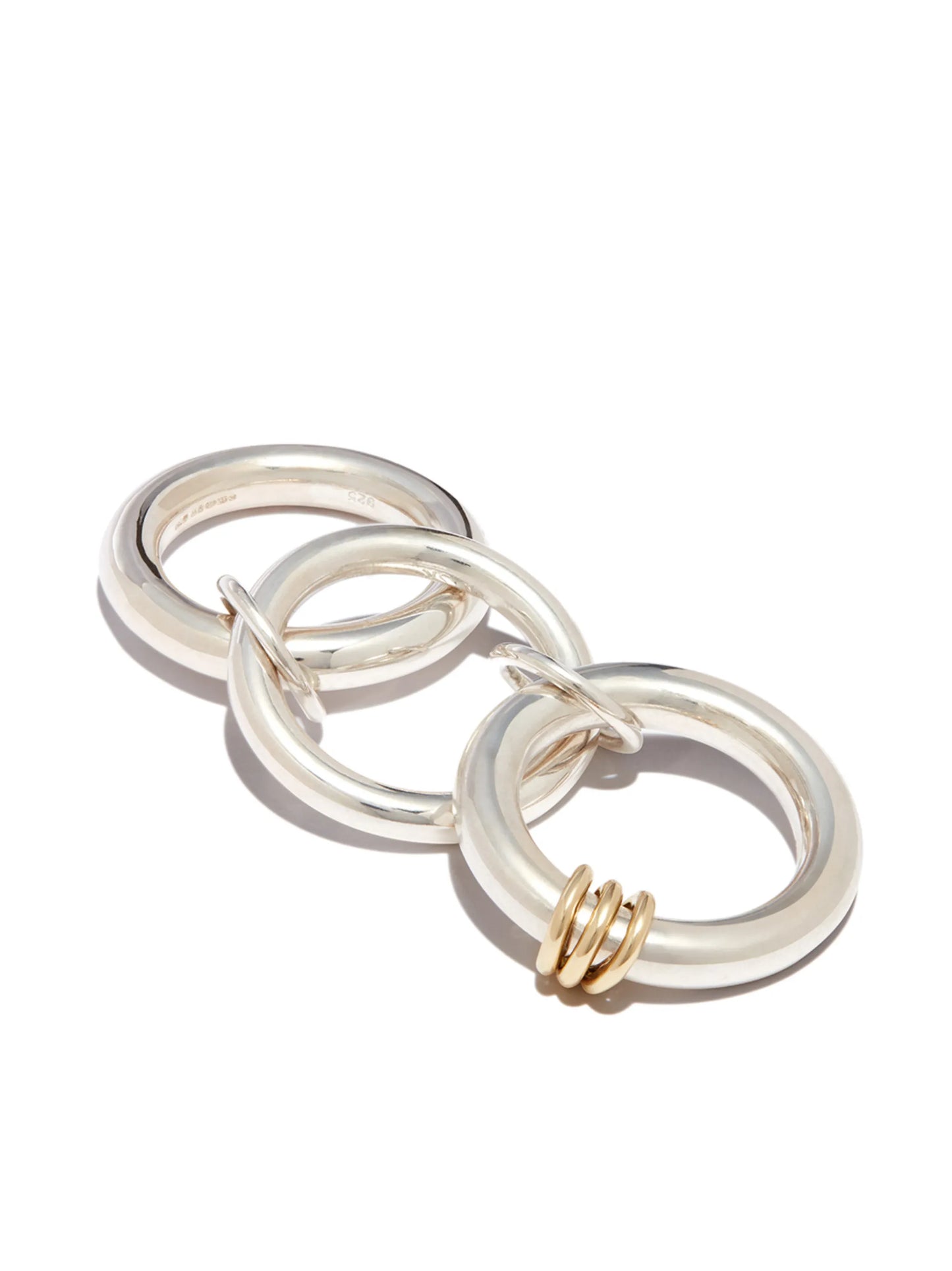 18kt yellow gold and sterling silver Hydra linked ring
