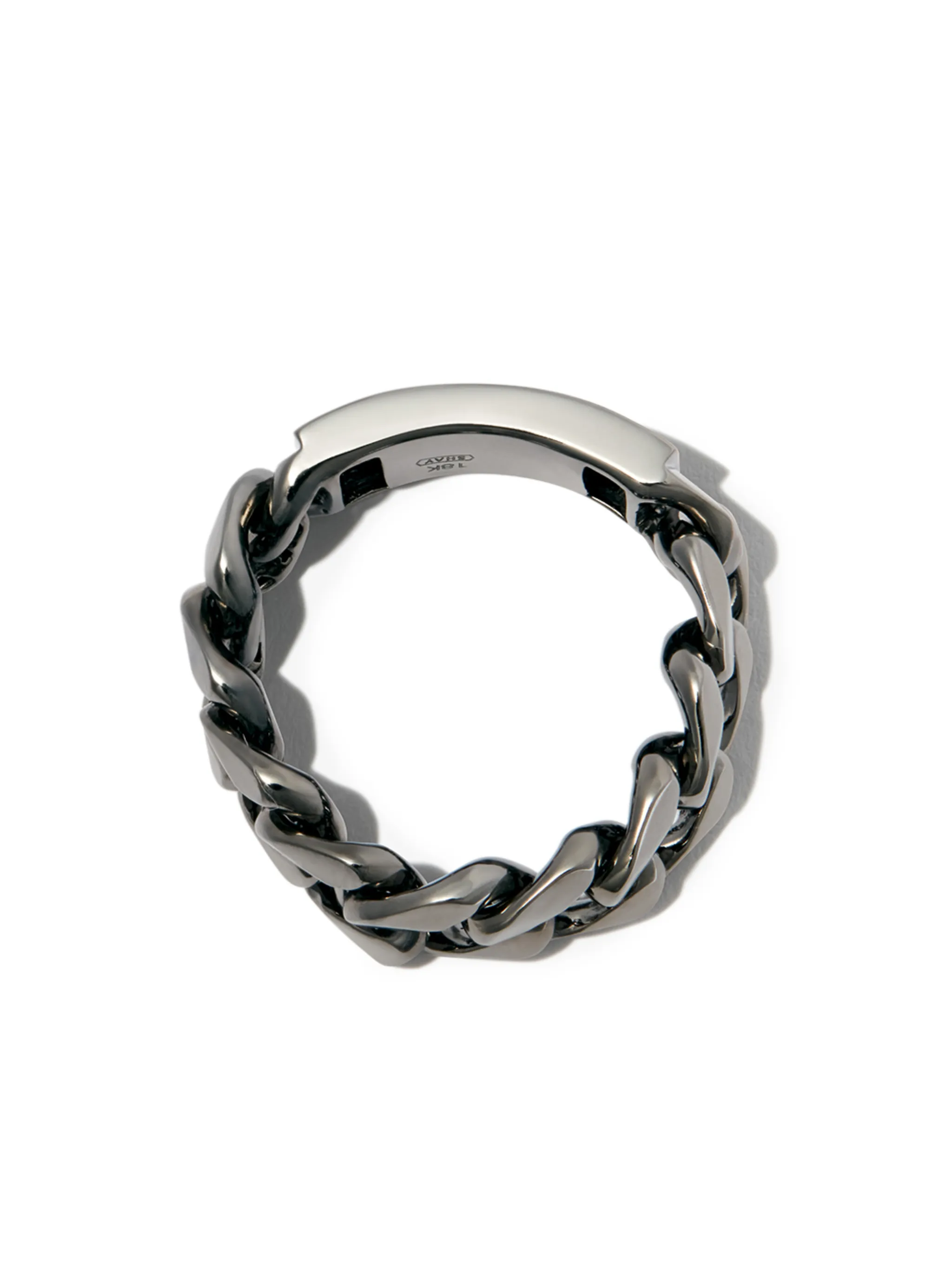 18kt black gold ID flat link ring
