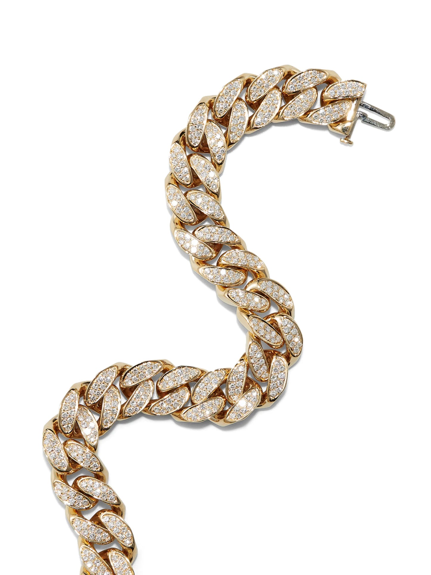18K yellow gold diamond flat essential link bracelet