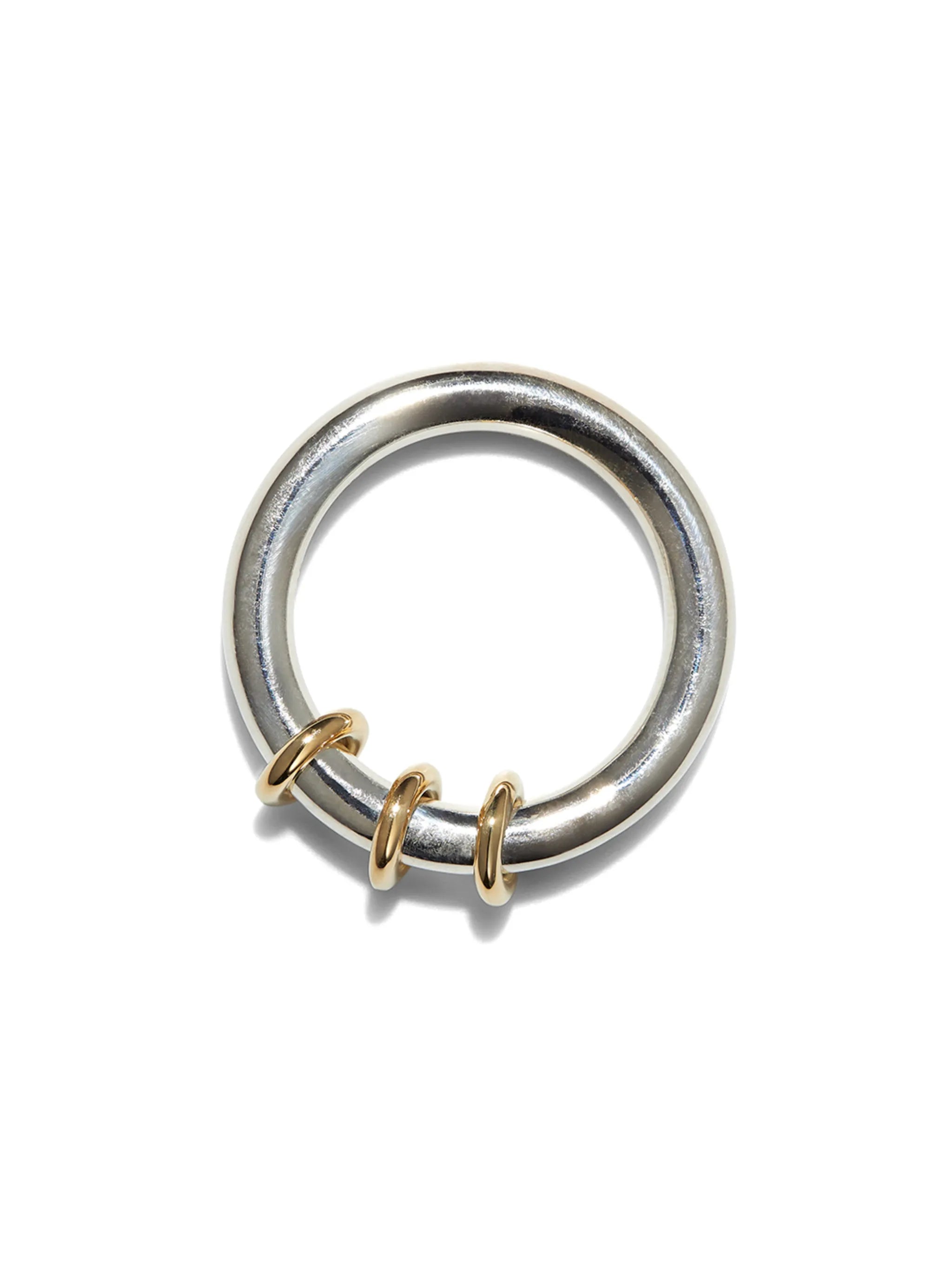 18kt yellow gold and sterling silver Kane linked ring