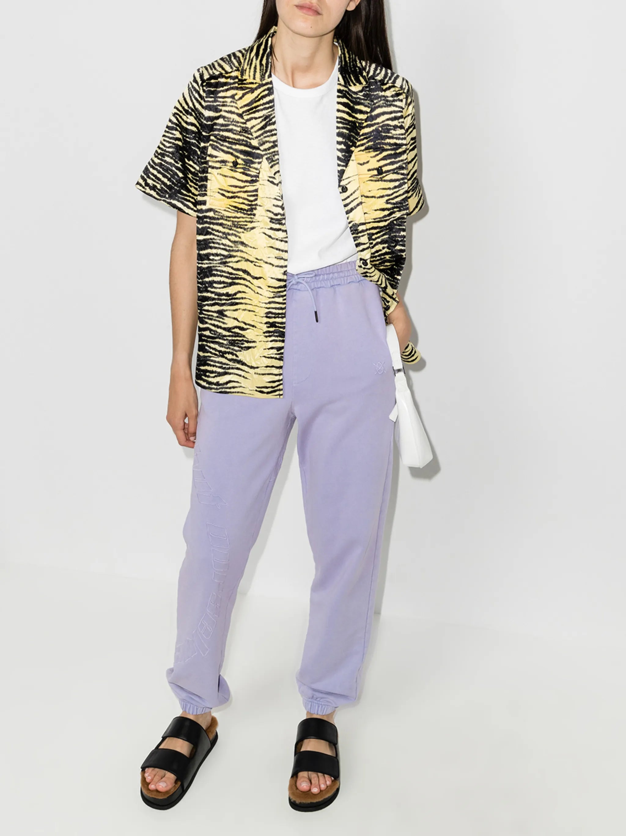 tiger print notch collar shirt
