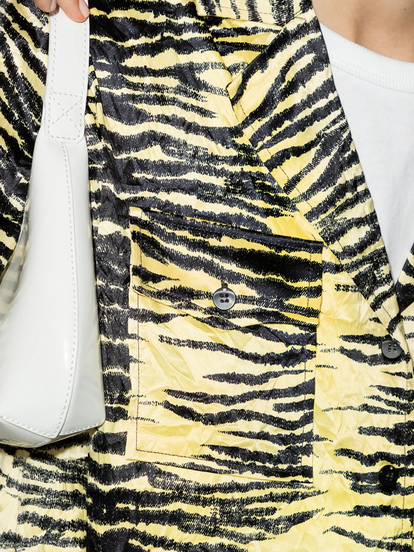 tiger print notch collar shirt