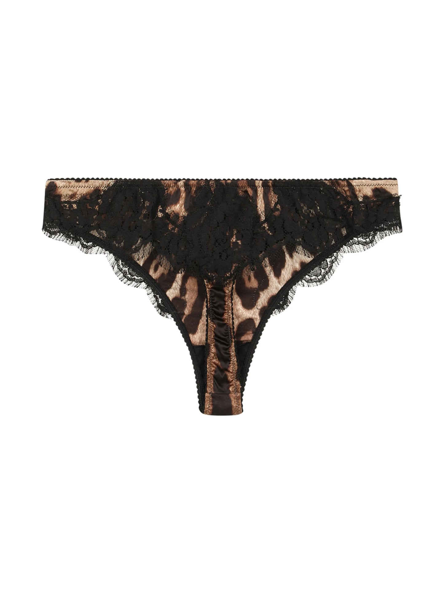 leopard-print lace-trim thong