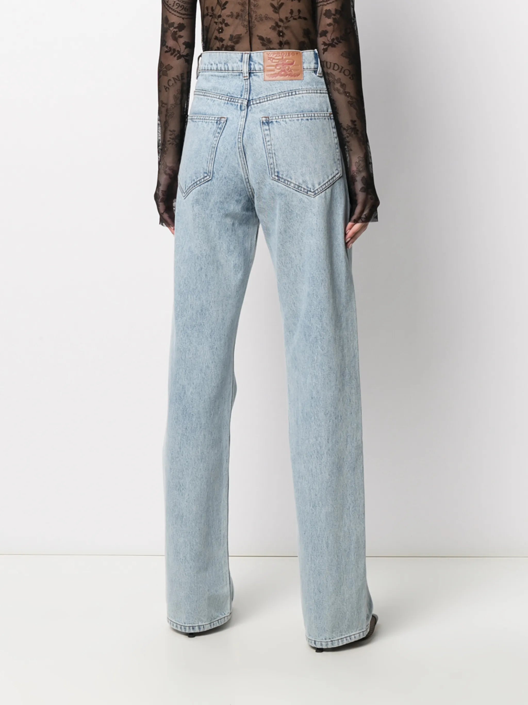 crystal-embellished wide leg jeans