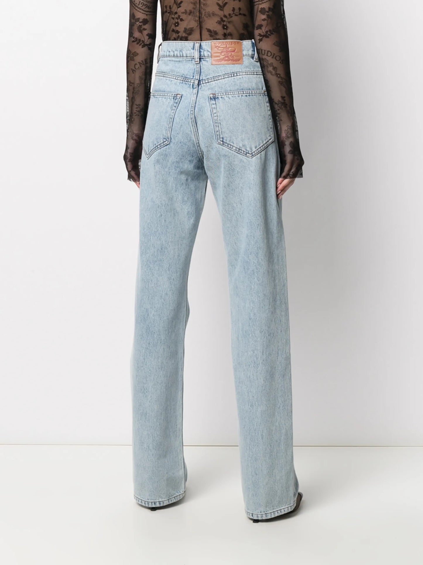 crystal-embellished wide leg jeans