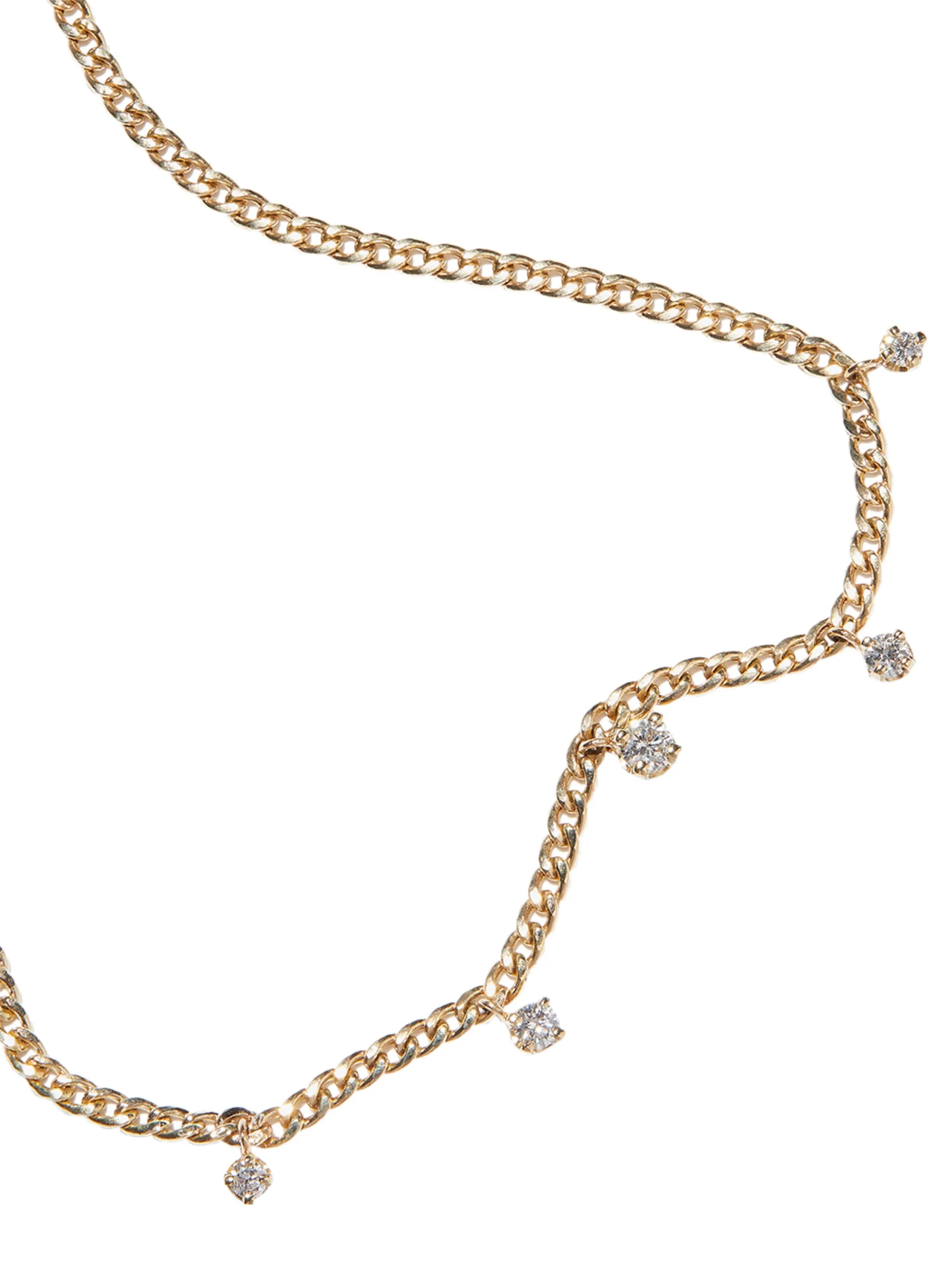 14kt yellow gold XS curb-chain diamond necklace