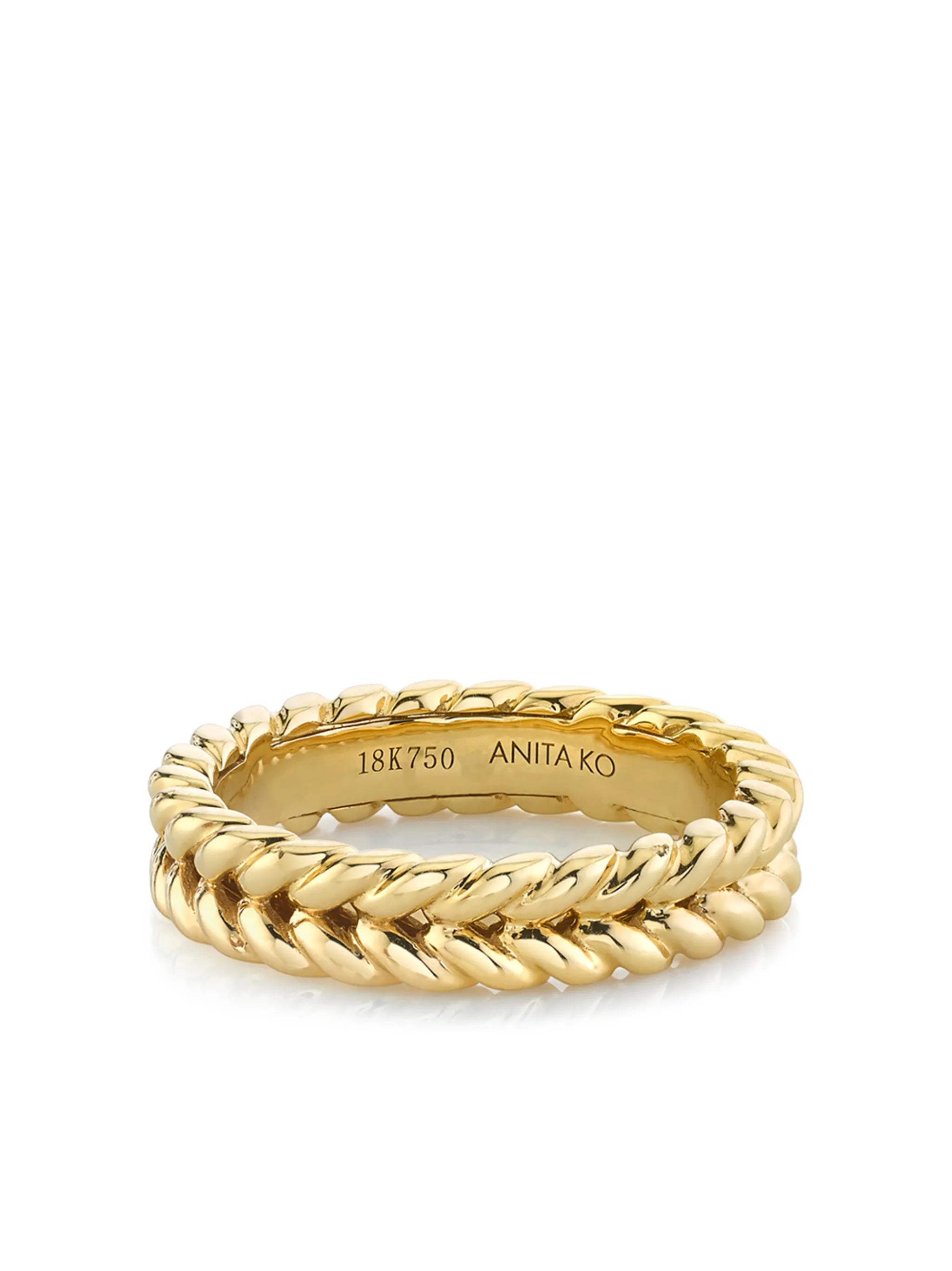 18kt yellow gold braided ring