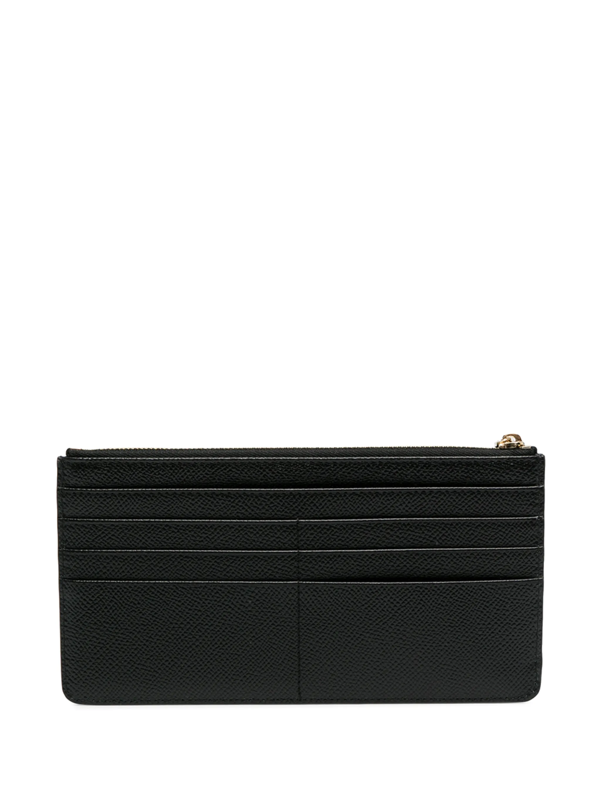 large calfskin card holder with branded plate