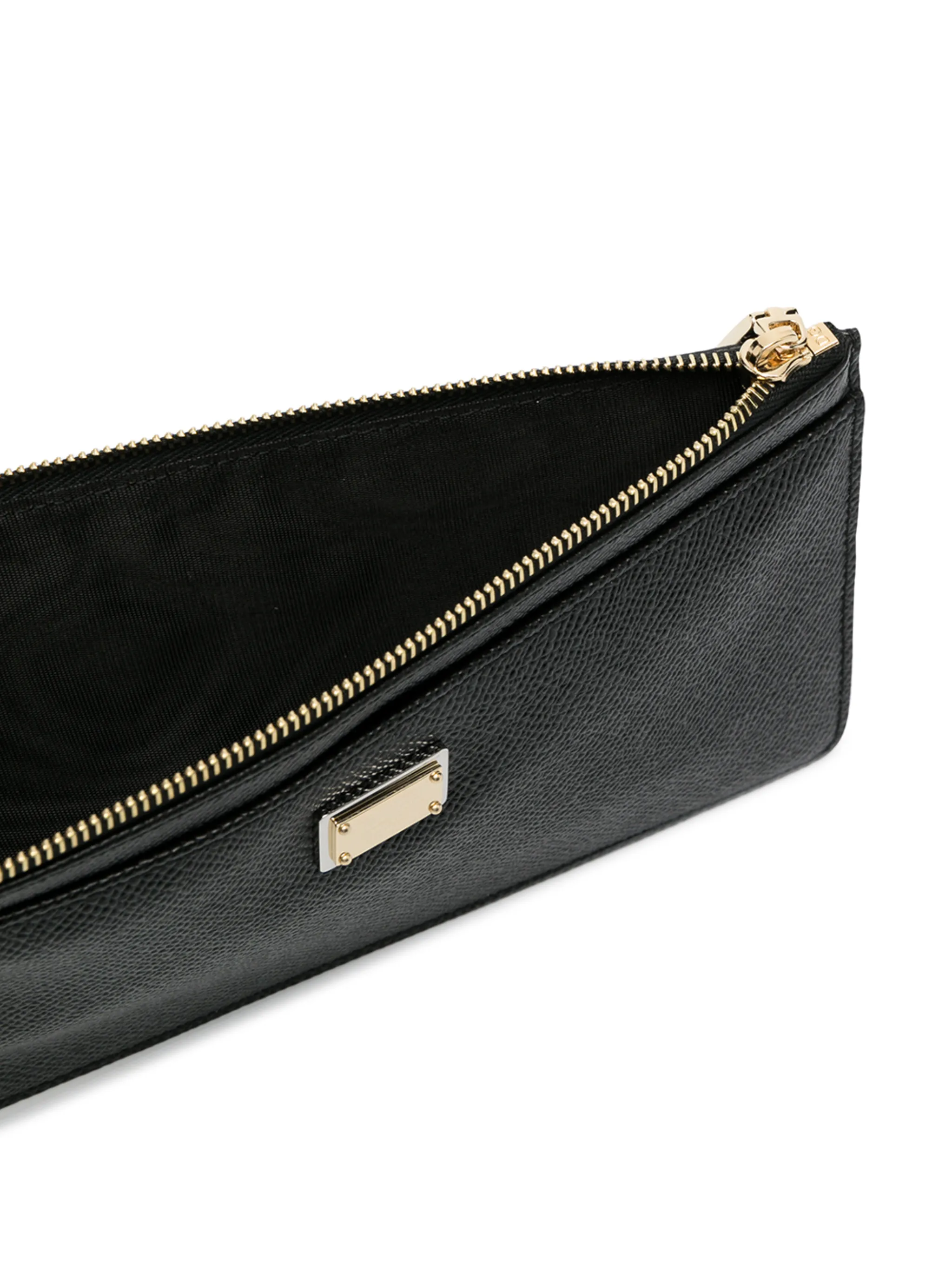 large calfskin card holder with branded plate